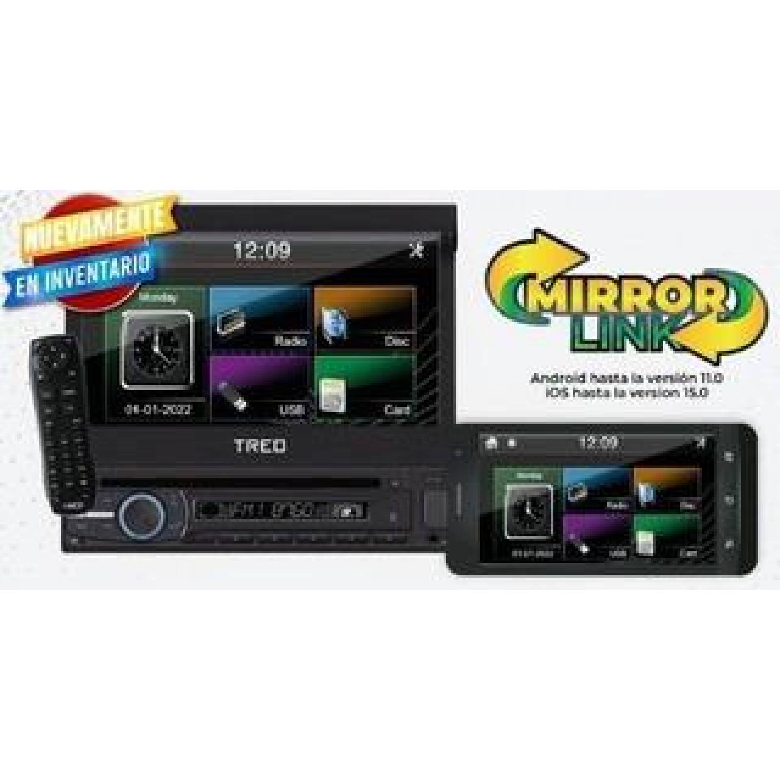 Autoestereo pantalla motorizada 7pulgadas 1 DIN Mirror Link bluetooth 
