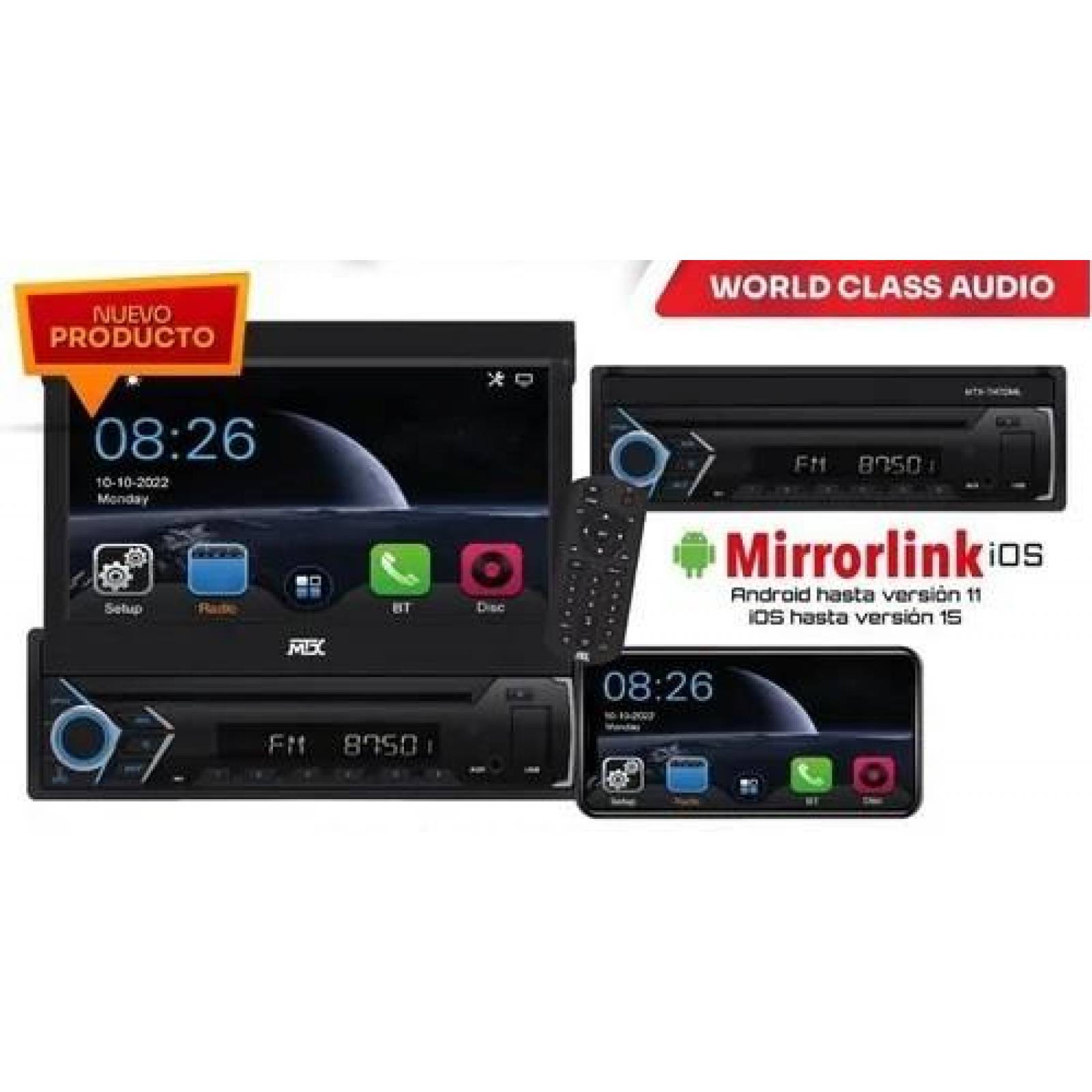 Autoestereo 1 DIN 7 Pantalla Motorizada Mirror Link MTX