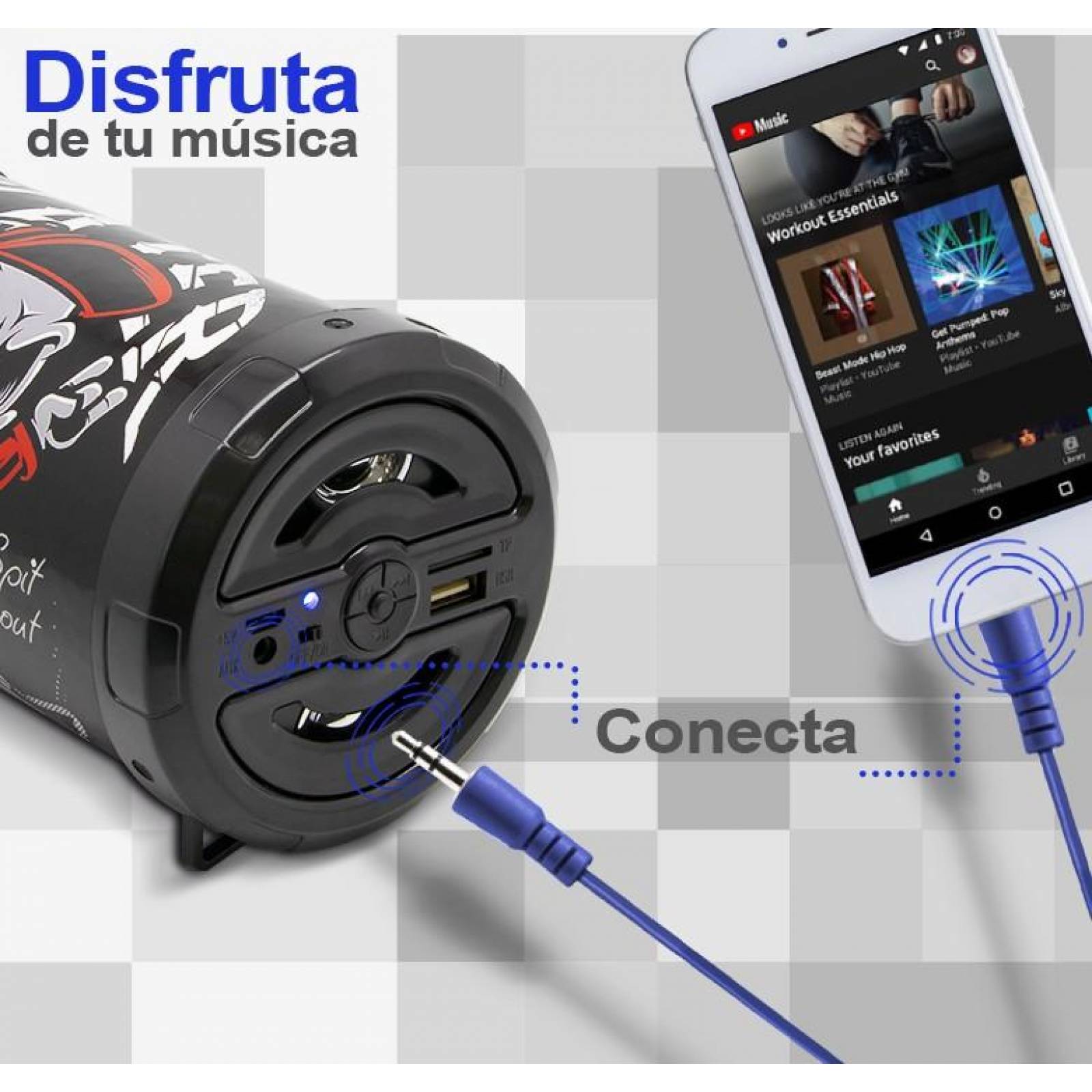 Cable auxiliar AZUL 3.5 mm macho a 3.5 mm macho 1.8 m 