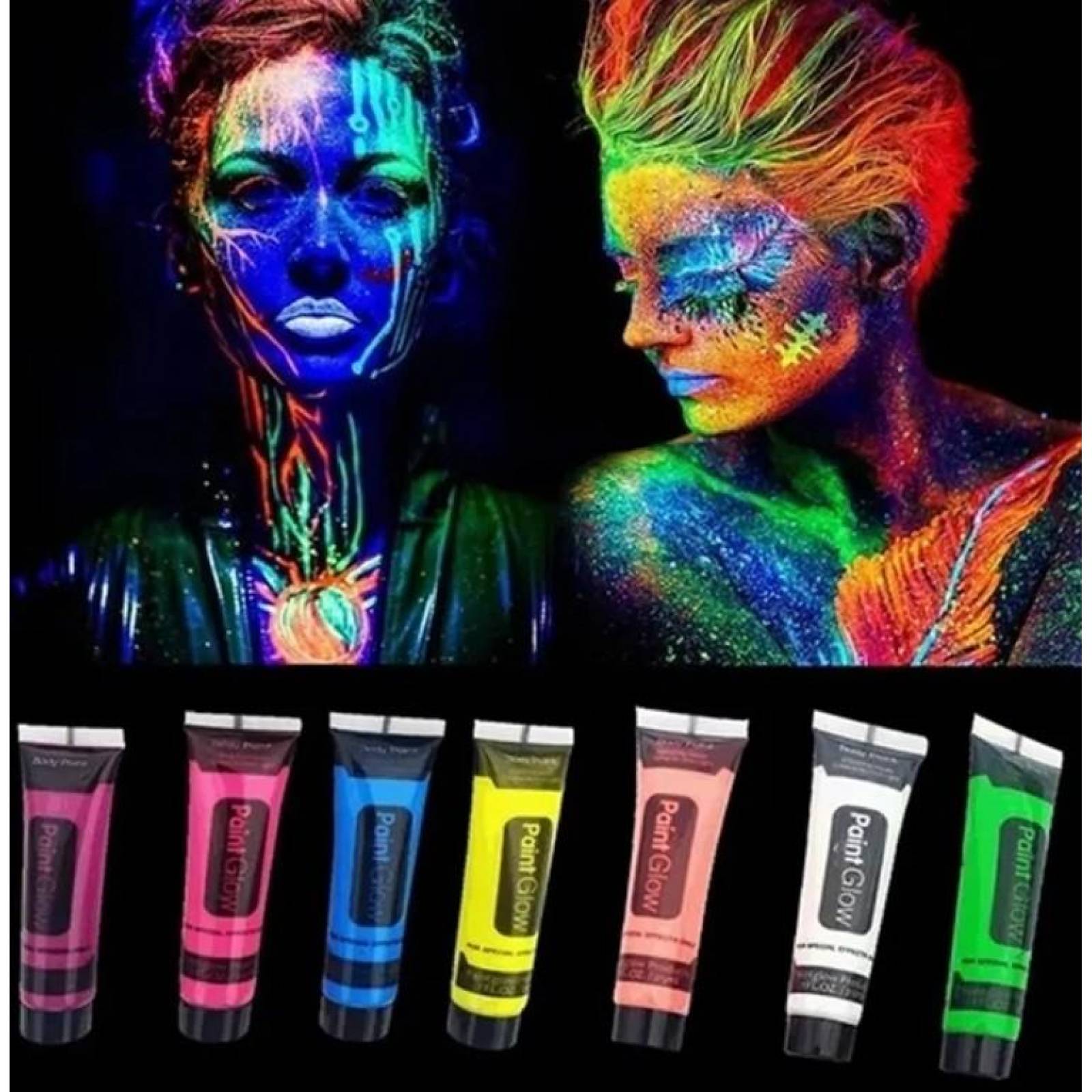 12 Tubos Pintura Luminosa Neon Cara Manos Batucada 