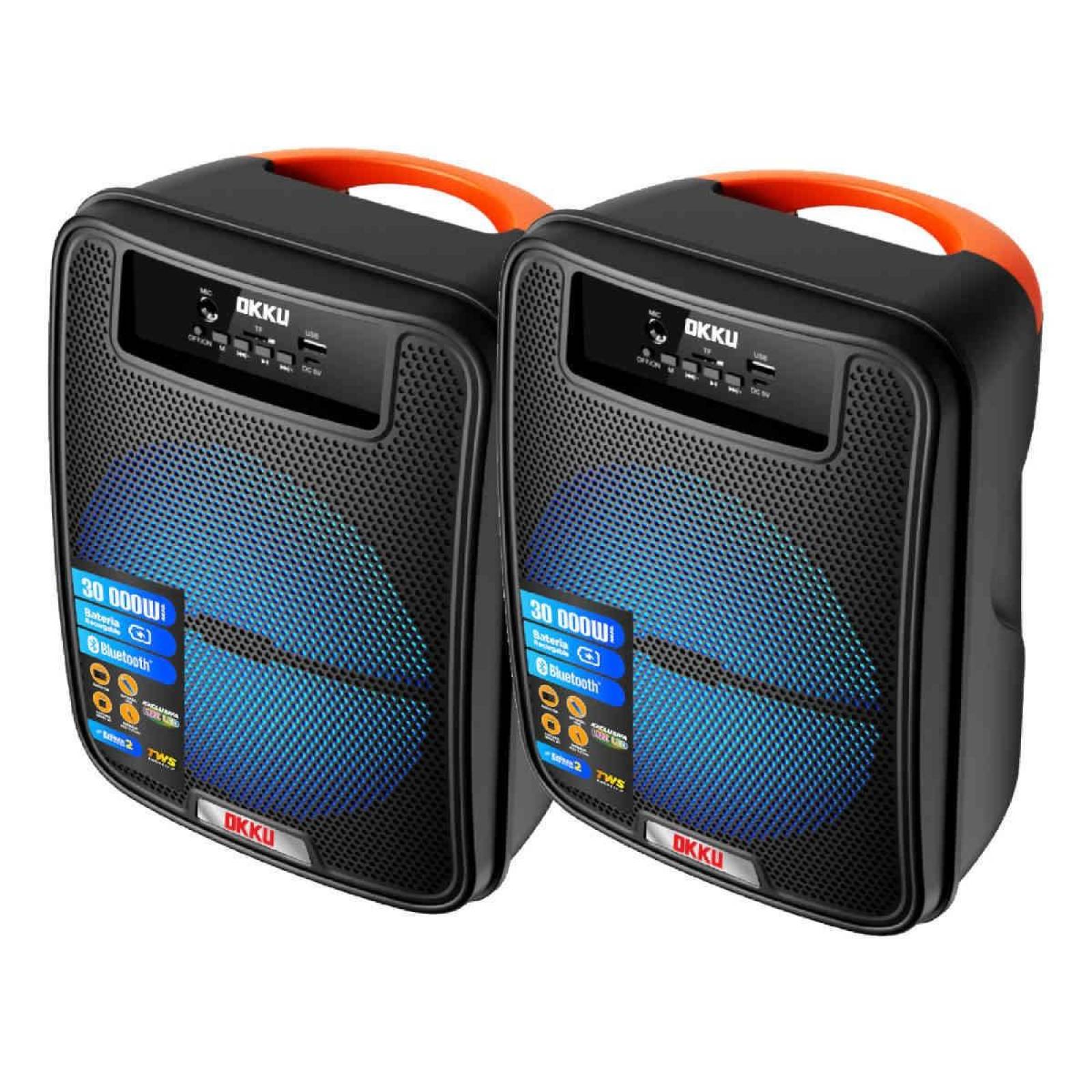 Juego 2 Bafles Amplificados 8 Pulg Recargables USB SD BLUETOOTH BAF8004 