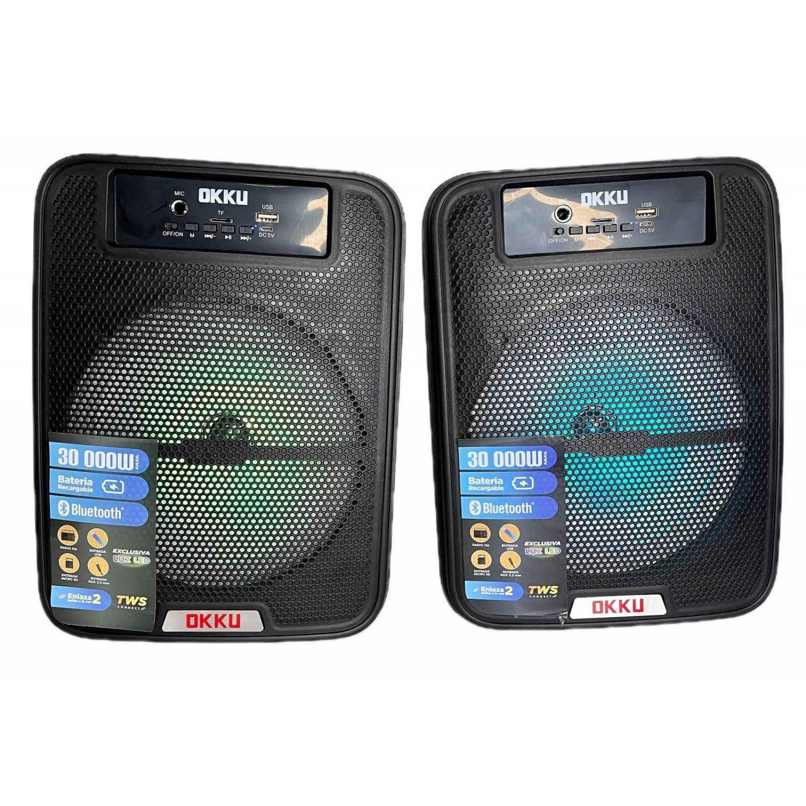 Juego 2 Bafles Amplificados 8 Pulg Recargables USB SD BLUETOOTH BAF8004 