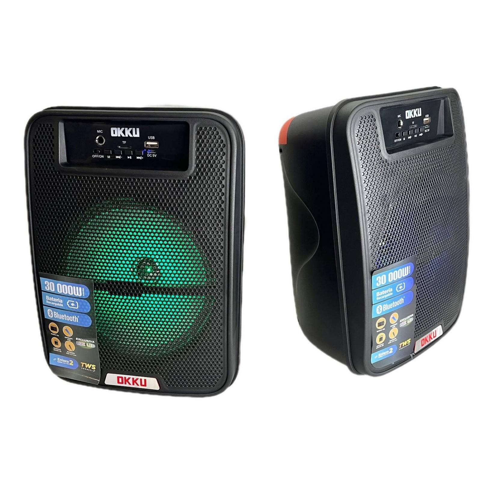 Juego 2 Bafles Amplificados 8 Pulg Recargables USB SD BLUETOOTH BAF8004 