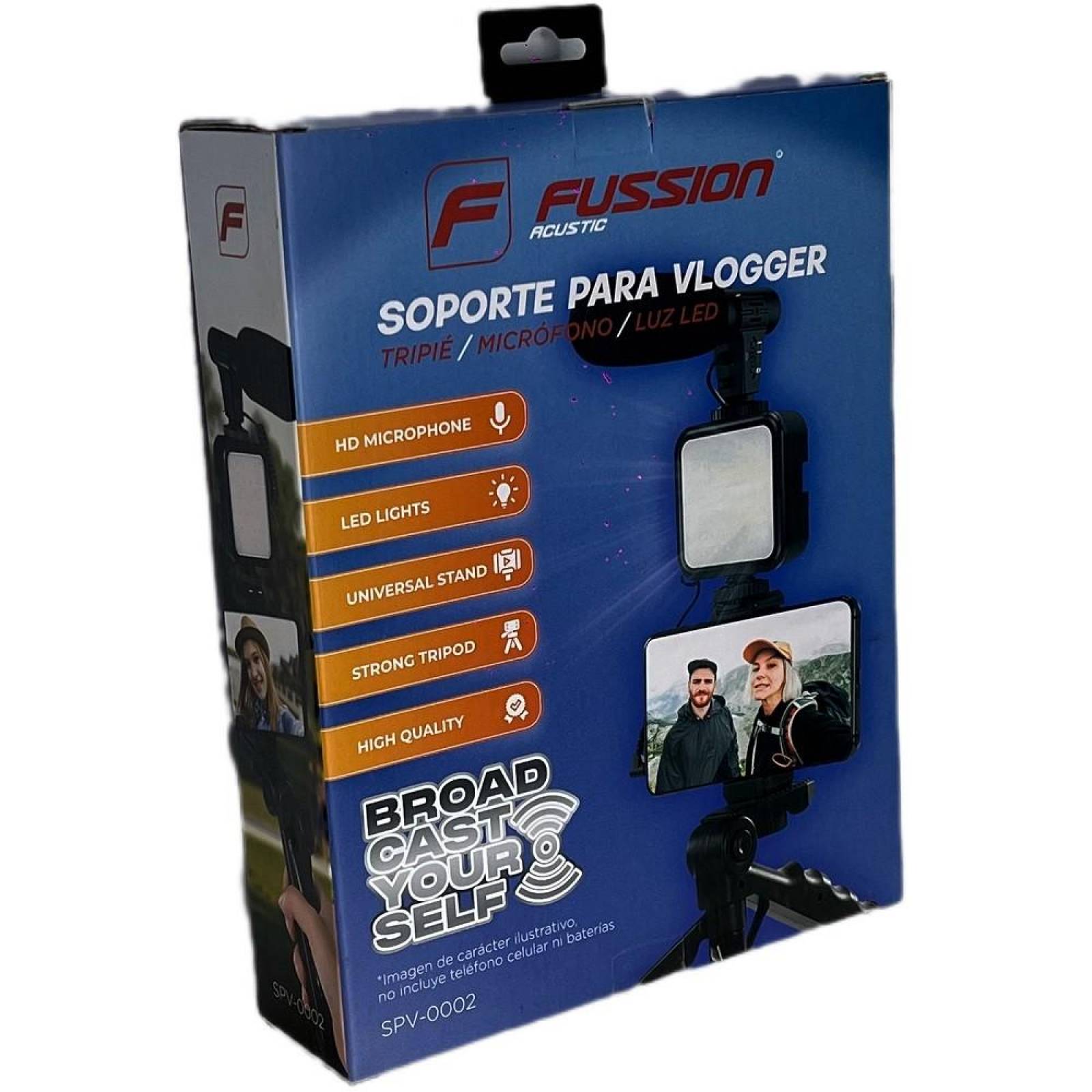 Kit Para Vlogger Set 3 En 1 Microfono Tripie Luz Soporte