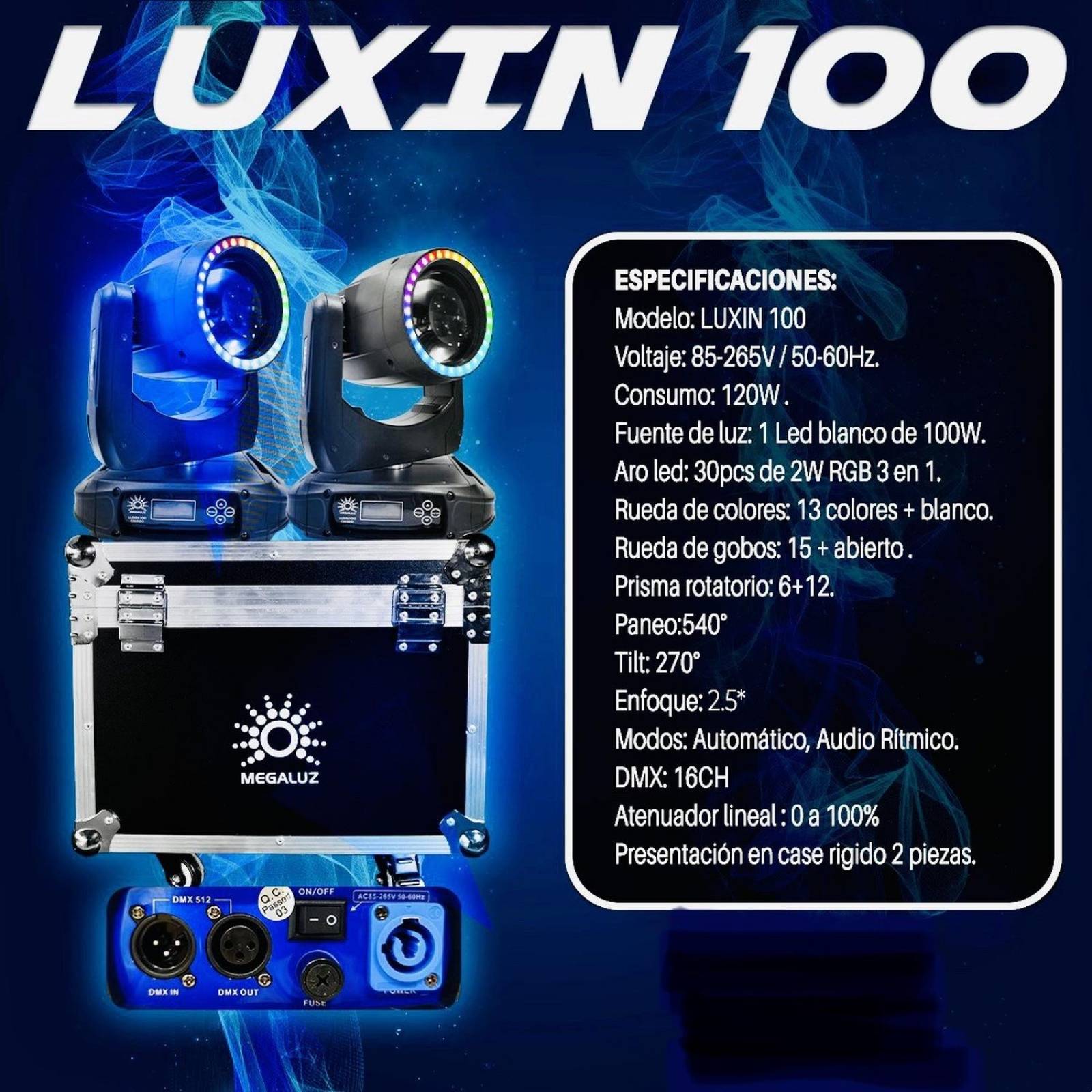 Case 2 Cabezas Roboticas Beam LED 100w LUXIN 100