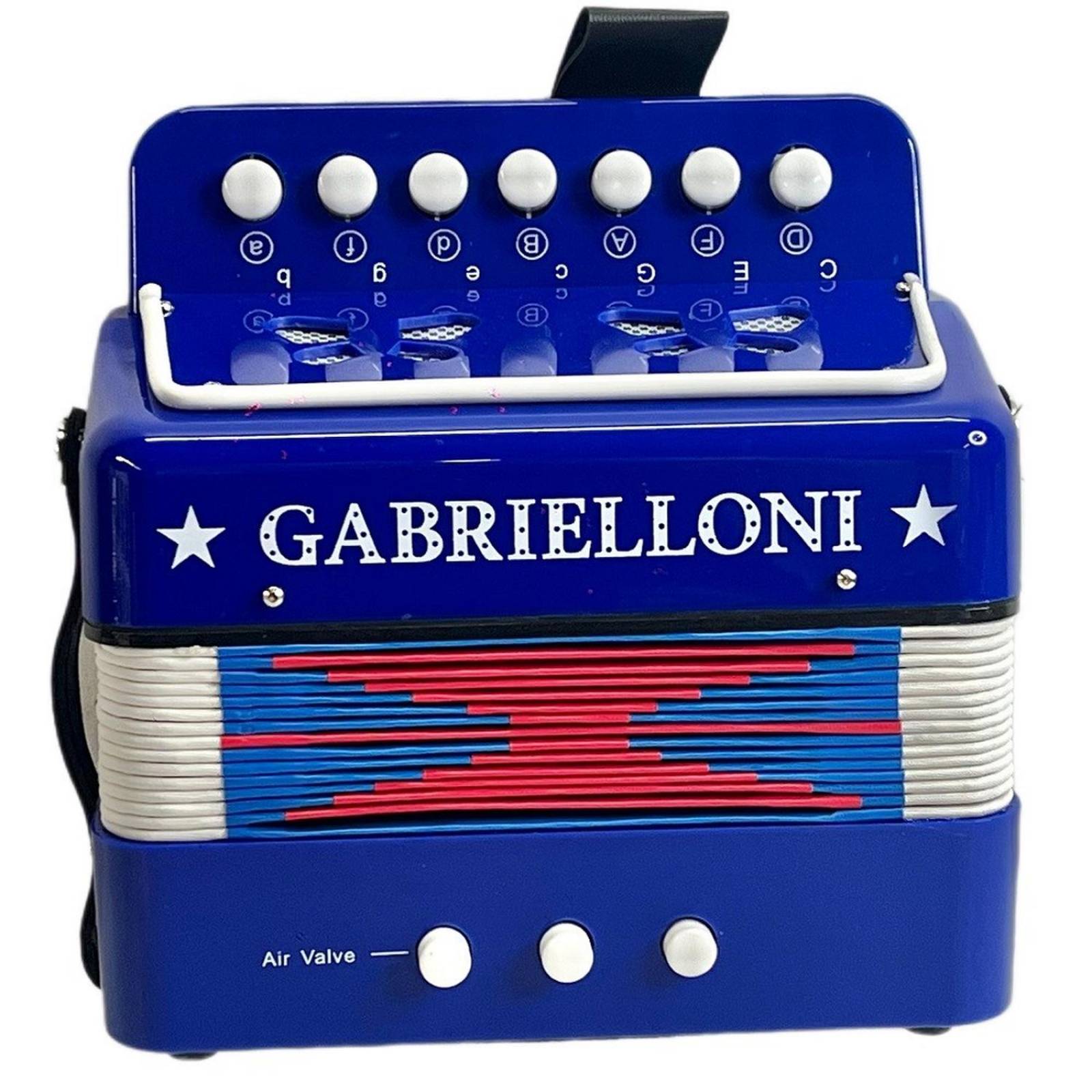 Acordeon Azul Infantil Tamaño Chico 7 Botones 3 Bajos