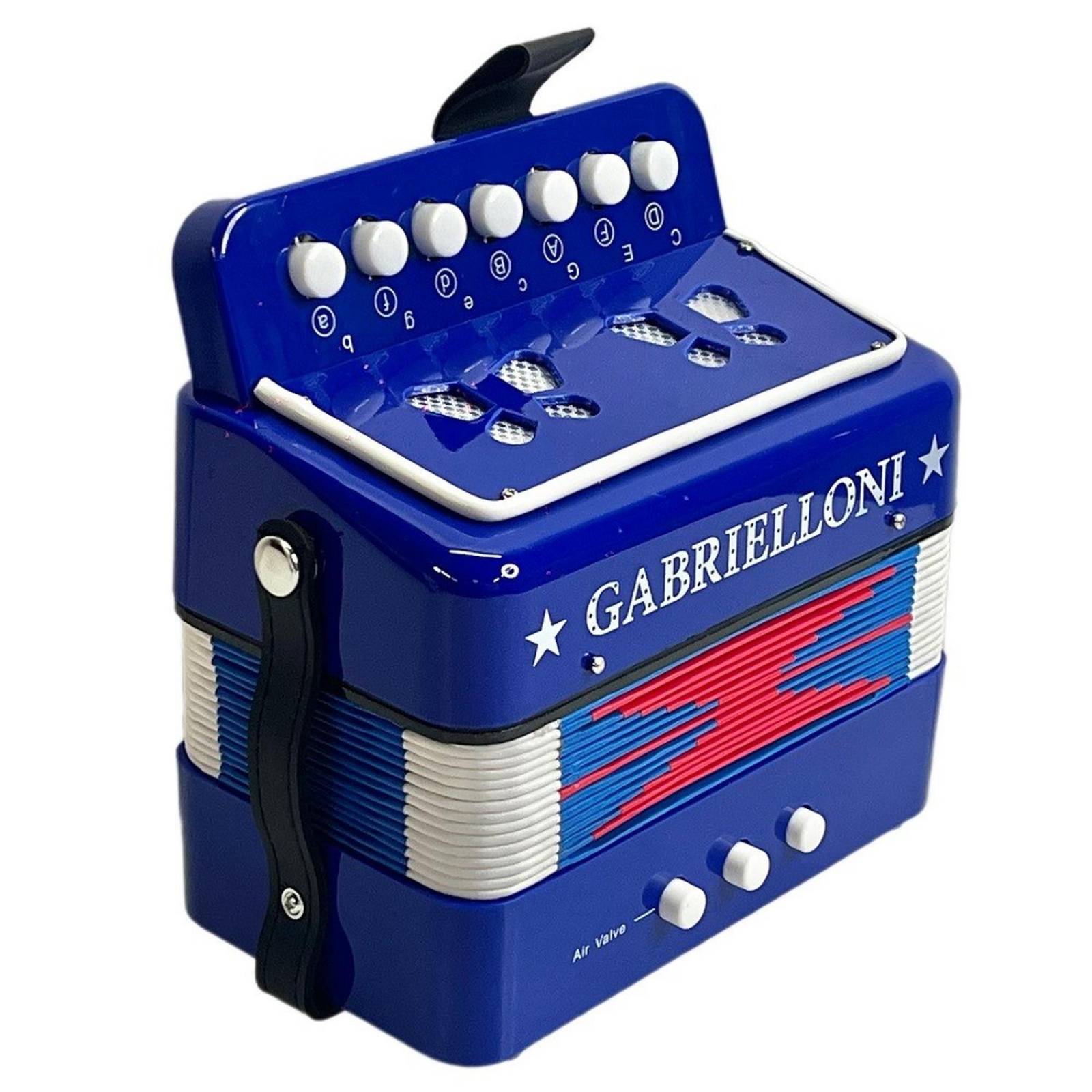 Acordeon Azul Infantil Tamaño Chico 7 Botones 3 Bajos
