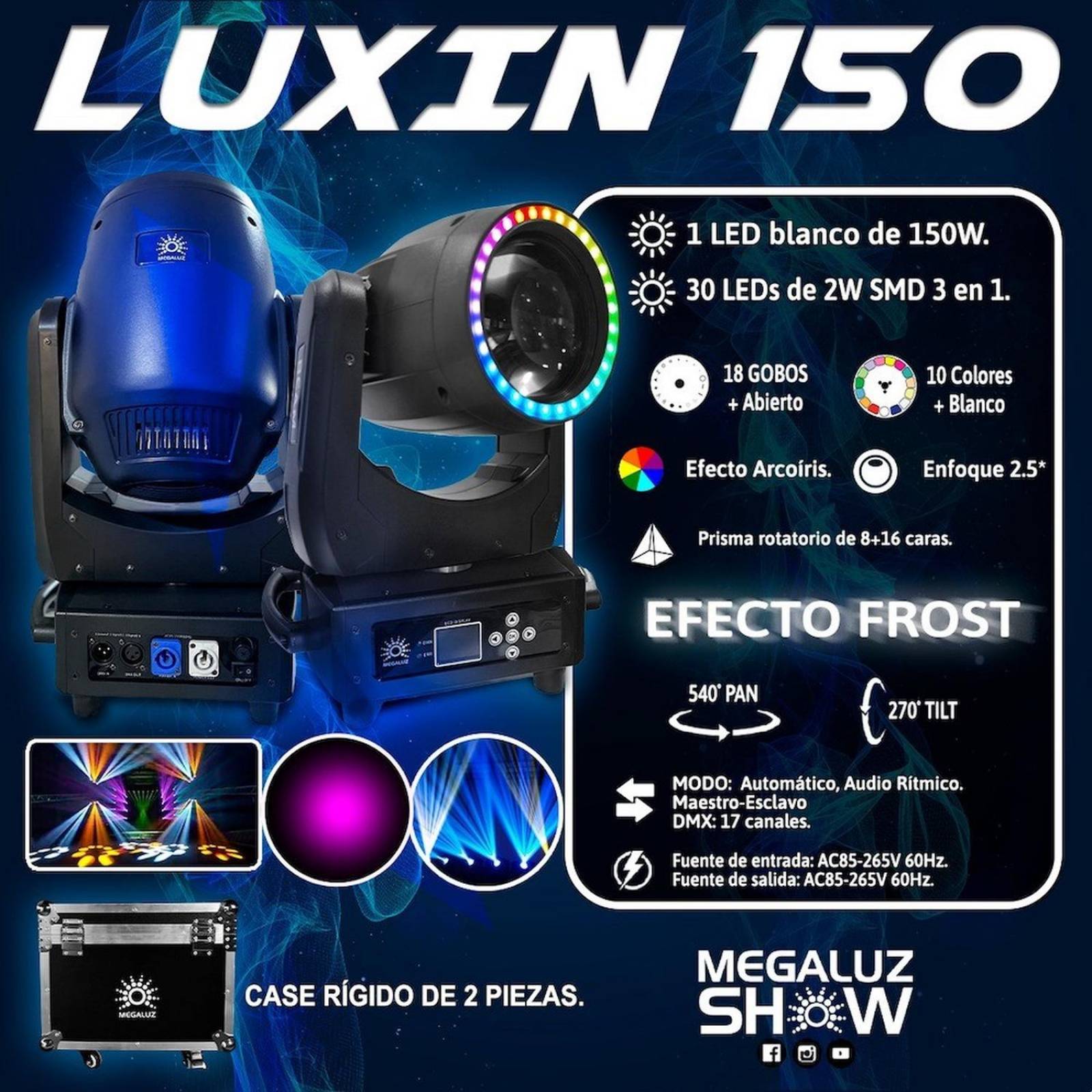 Case 2 Cabezas Roboticas Beam LED 150w LUXIN 150 