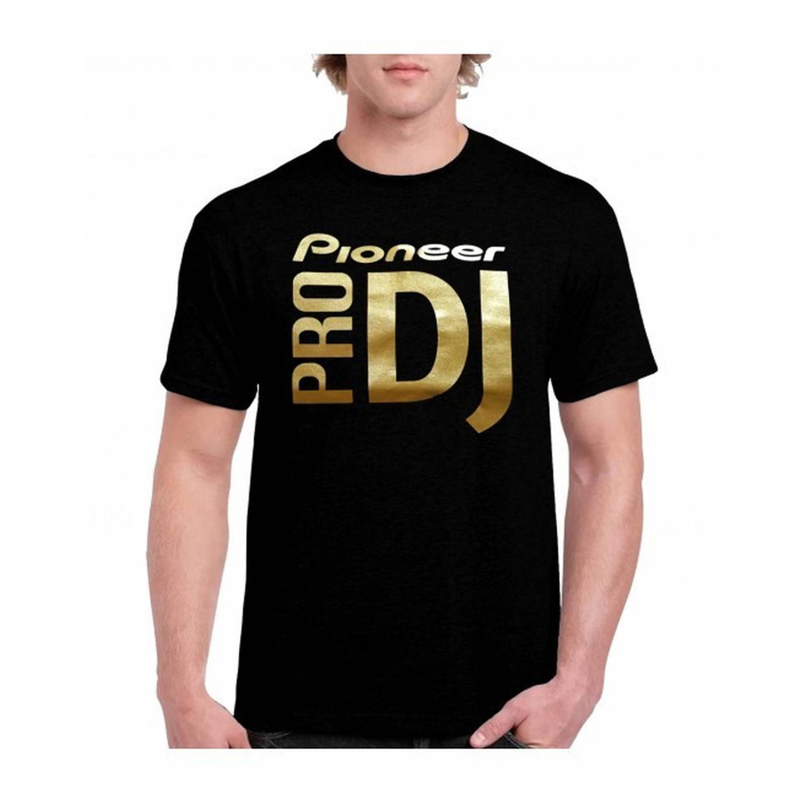 PLAYERA negra manga corta pioneer pro dj dorado 