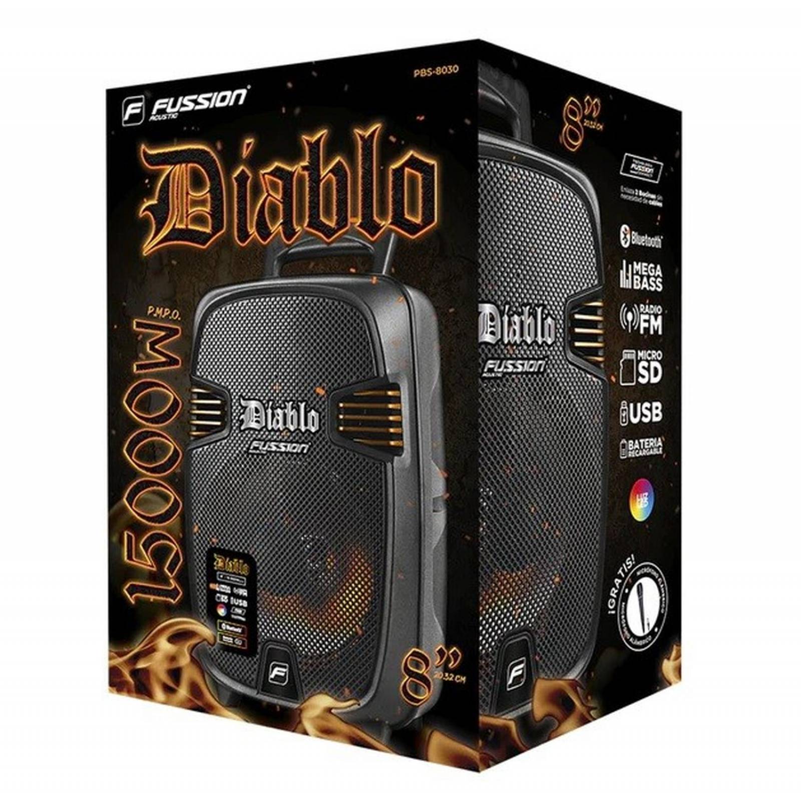 Bafle Amplificado 8 Pulg Recargable Usb Sd Bluetooth DIABLO PBS-8030 