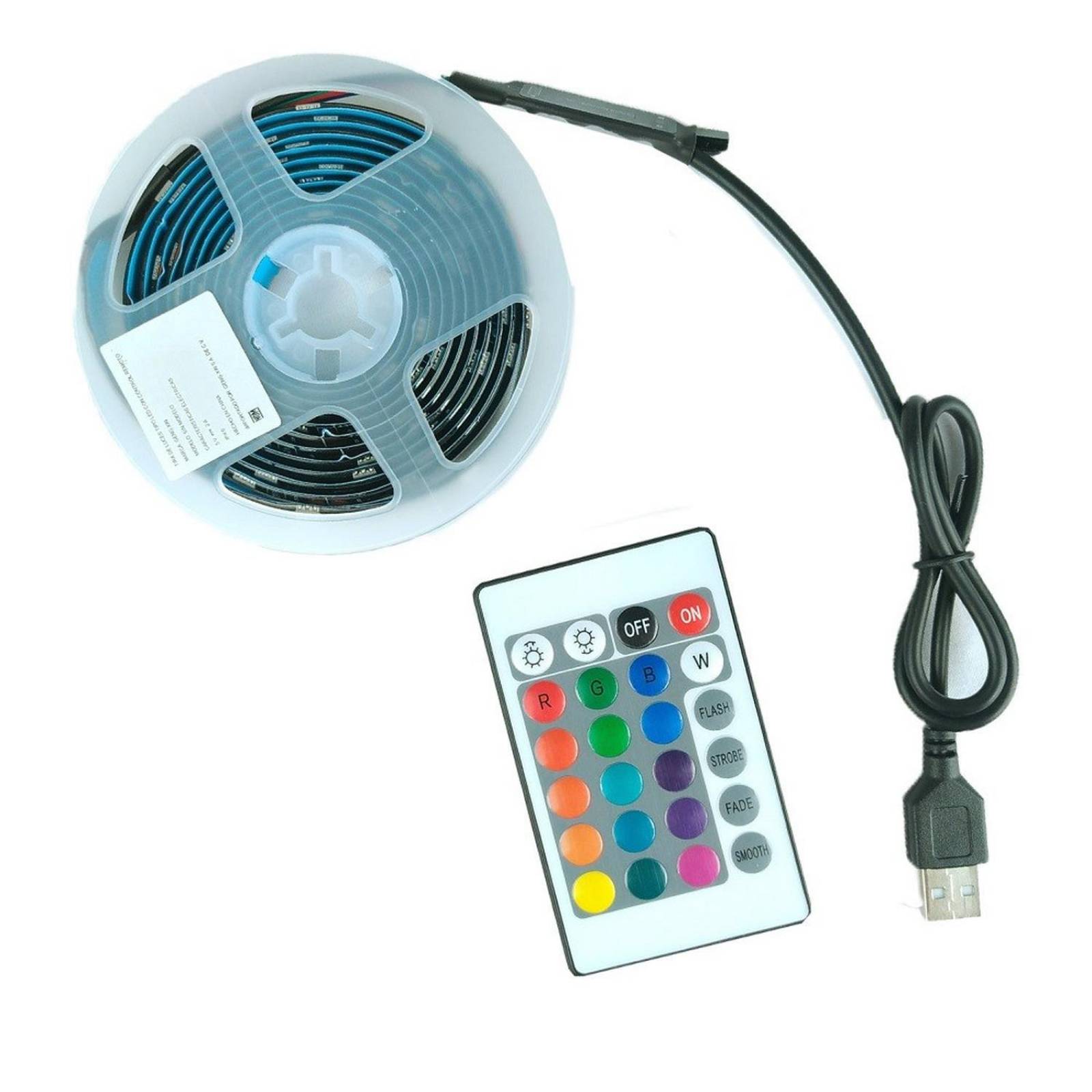 Tira De Led Rgb Para Tv 2Mts Usb Con Control Remoto