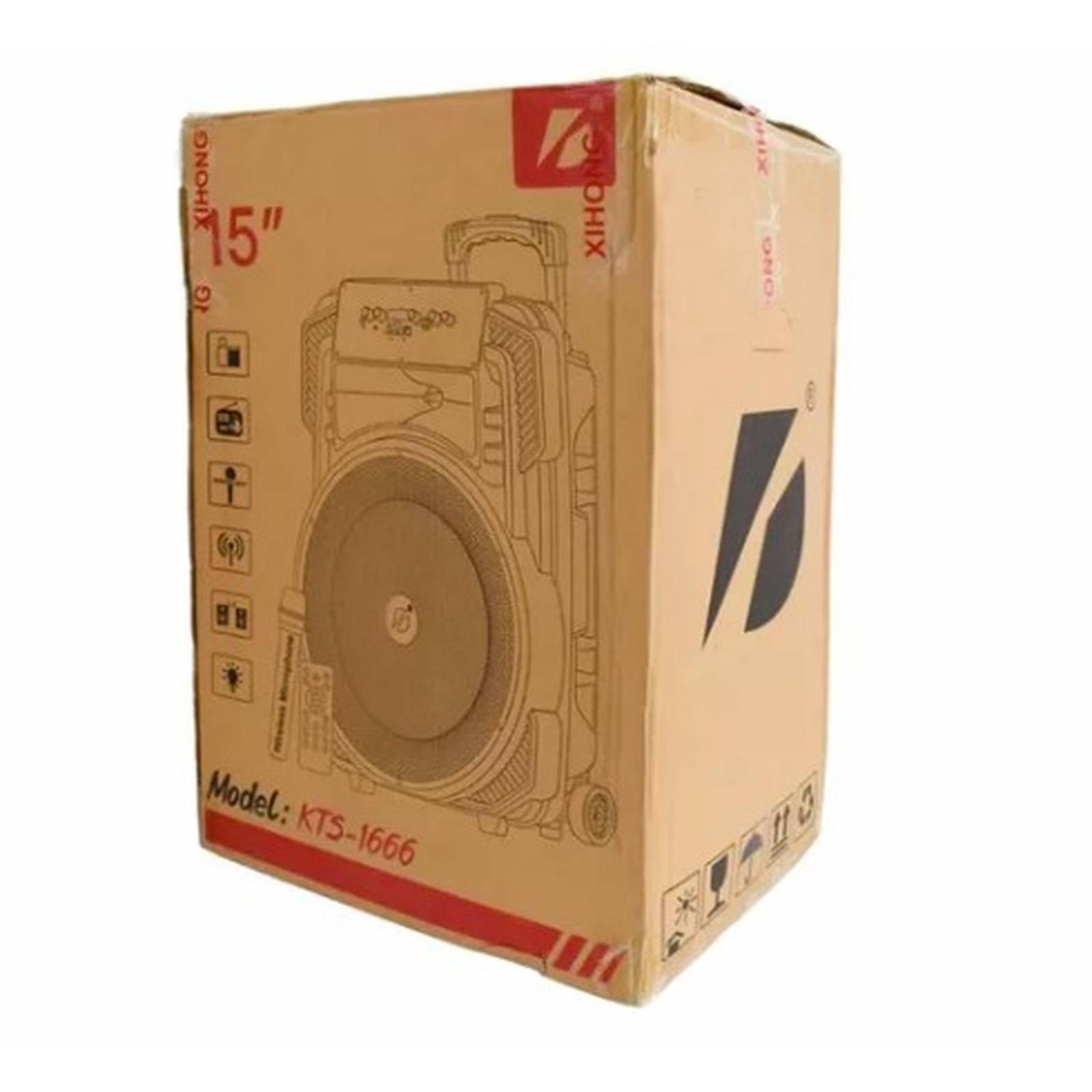 Bocina Bafle 15 PuLG Amplificada Recargable Bluetooth Aux Fm Kts-1666 