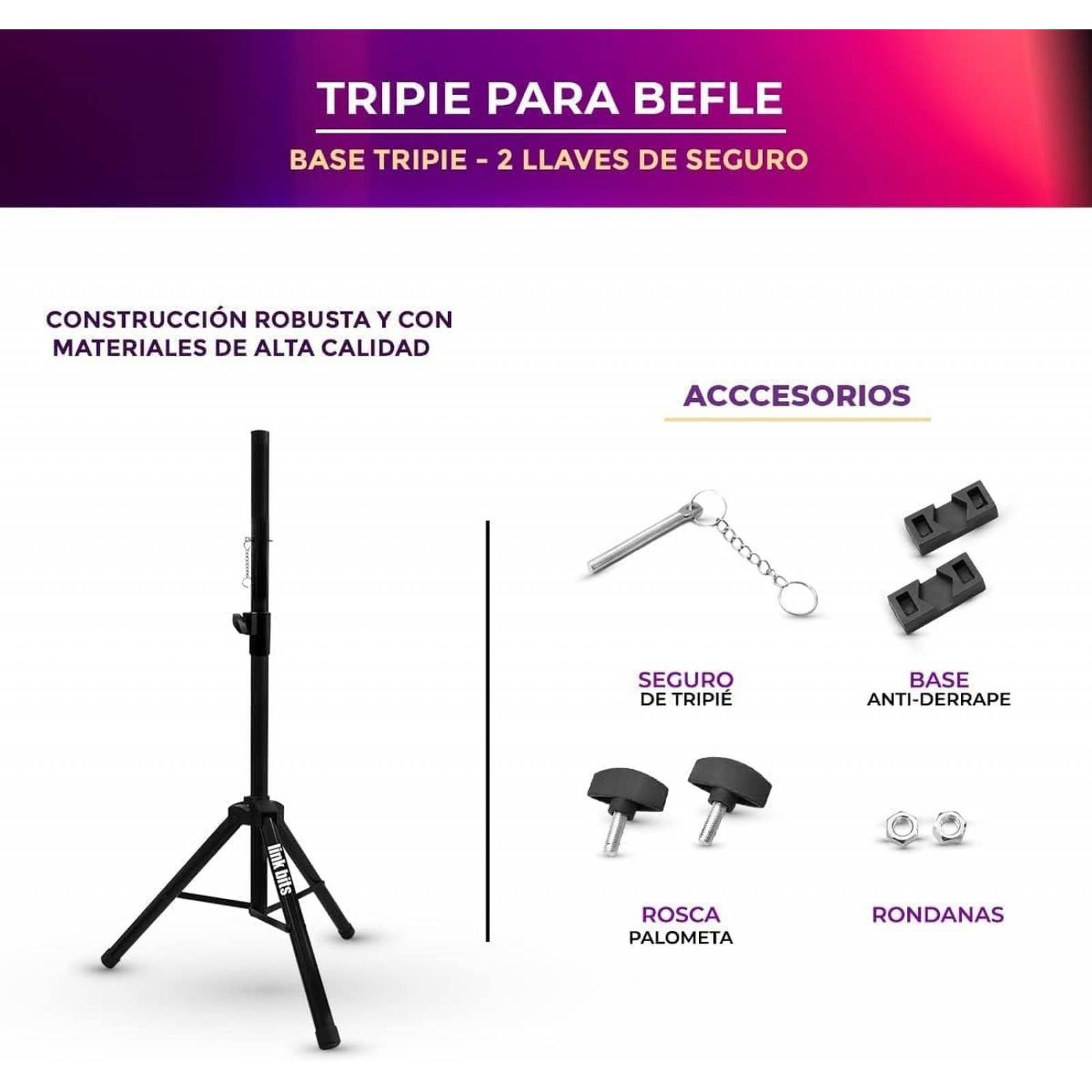 Tripie Metalico Para Bafle De 6,5 A 8 Pulgadas