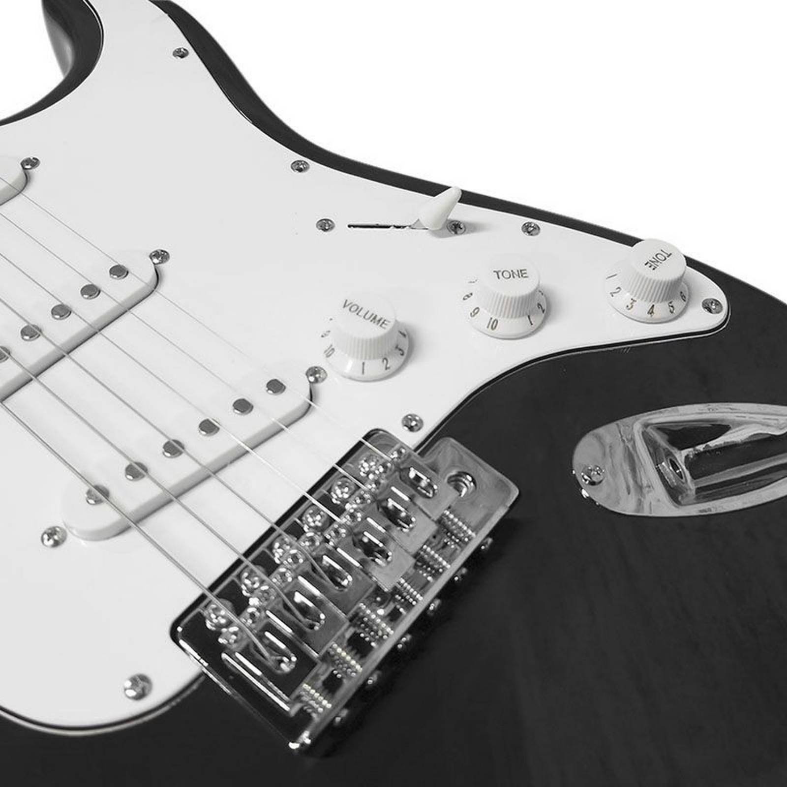 Guitarra Electrica Negra con Blanco QTE SSS 