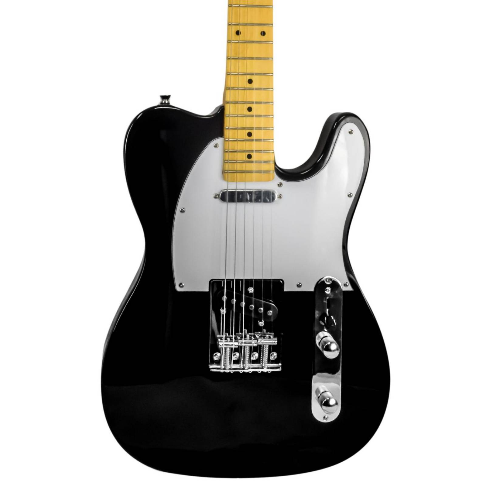 Guitarra Eléctrica 1V1T Negro con Blanco QTE 