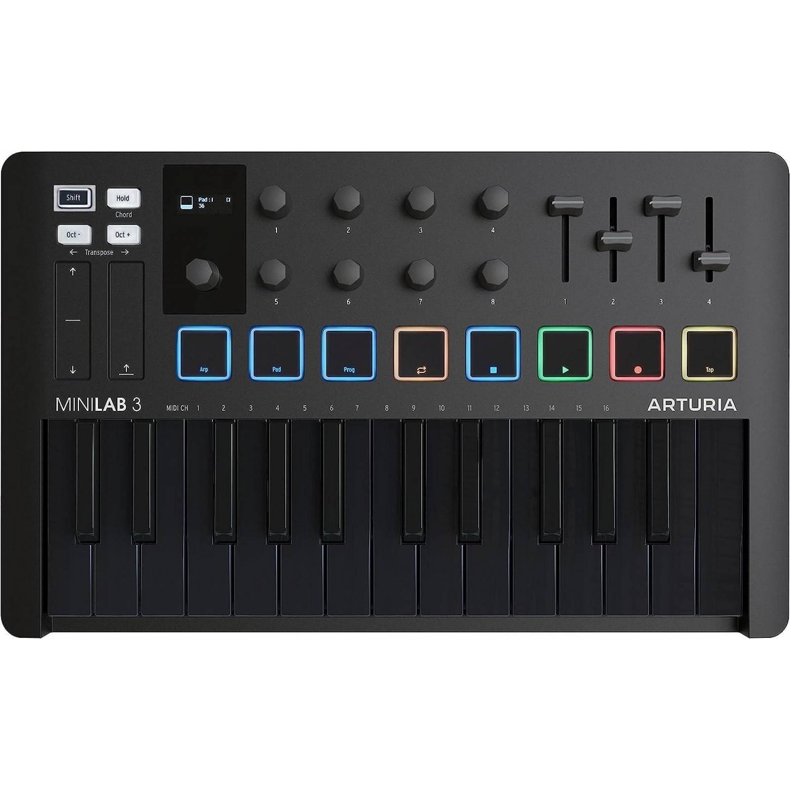 Teclado Controlador MIDI USB Arturia MINILAB 3 DeepBlack 