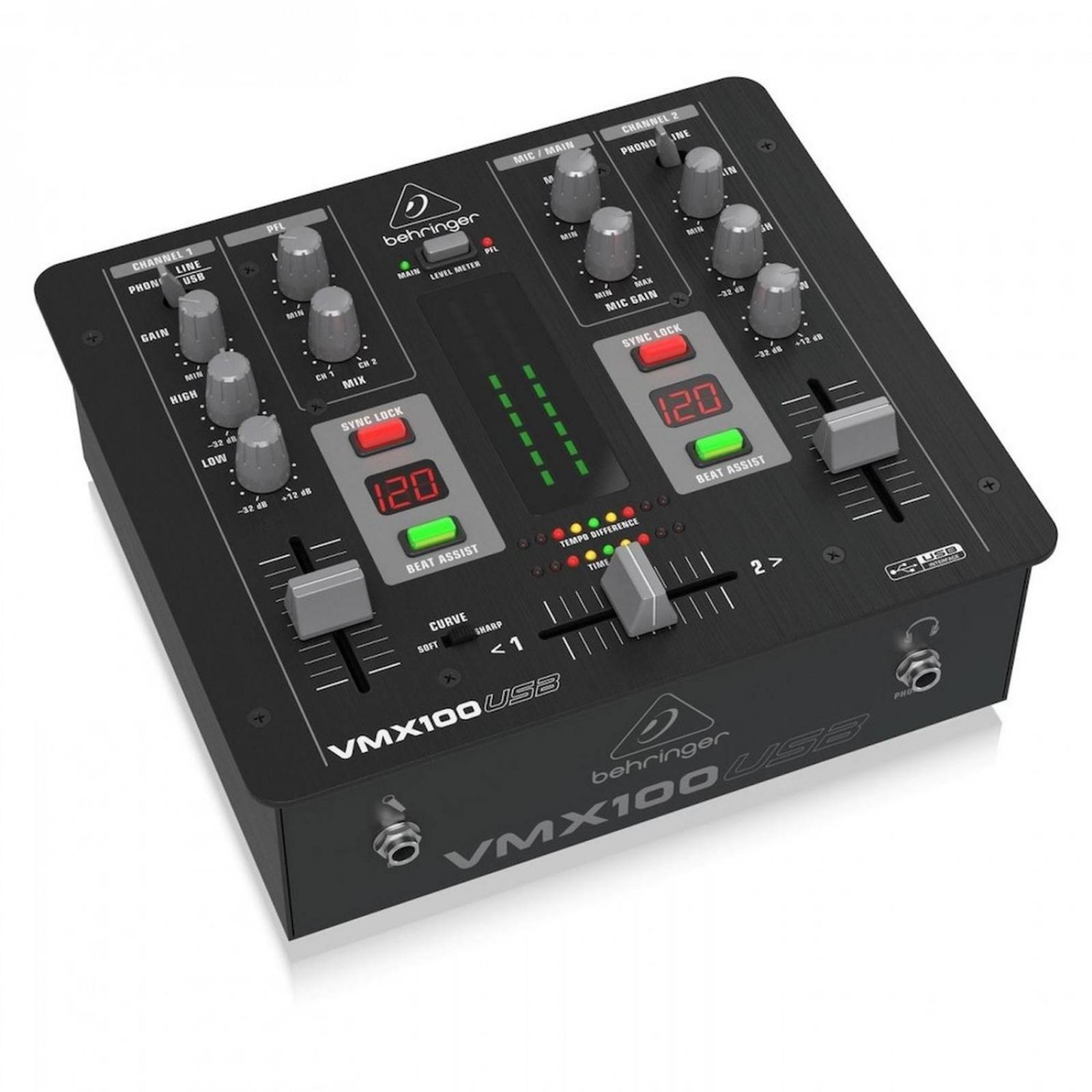 Mezcladora Behringer DJ de 2 canales profesional VMX100USB 