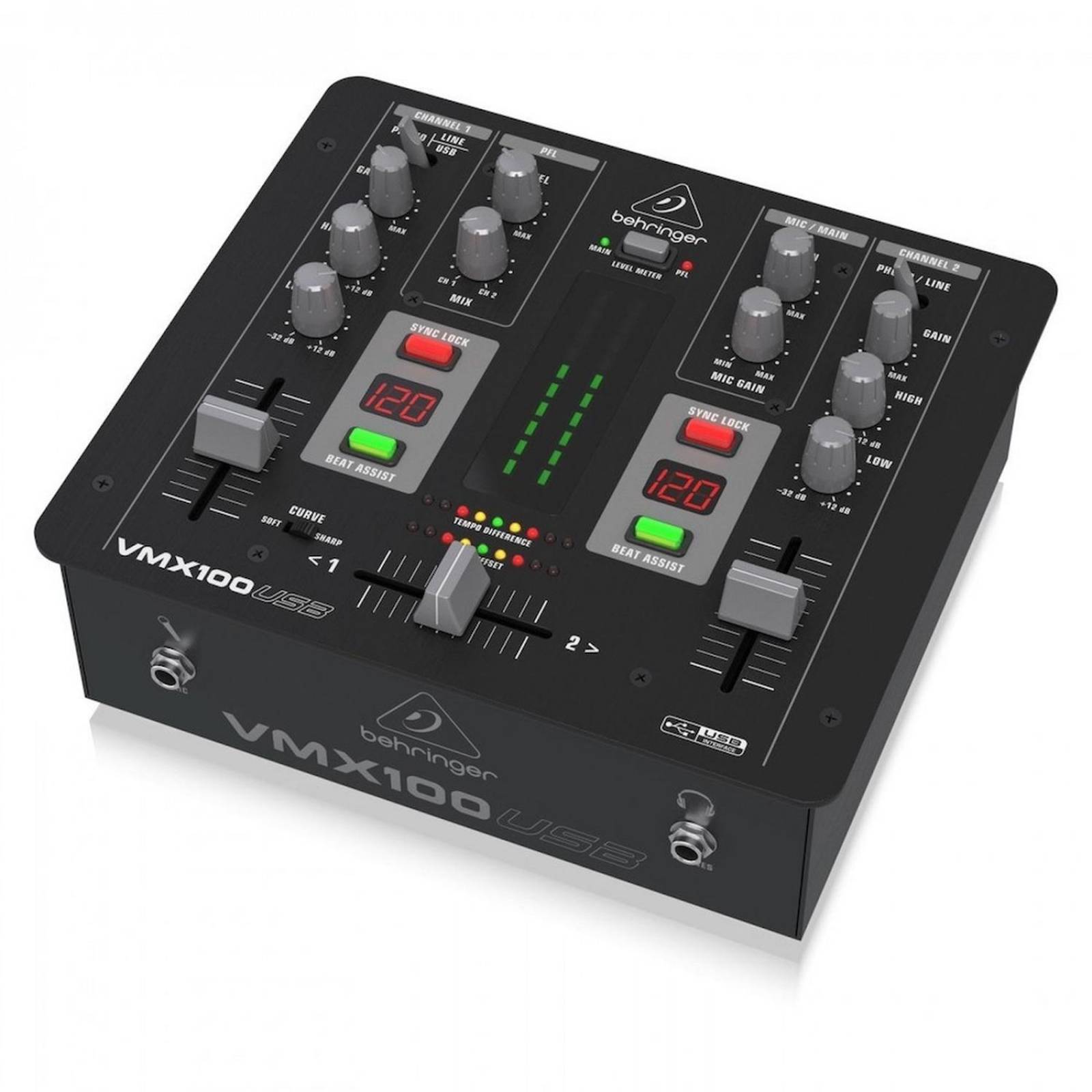 Mezcladora Behringer DJ de 2 canales profesional VMX100USB 
