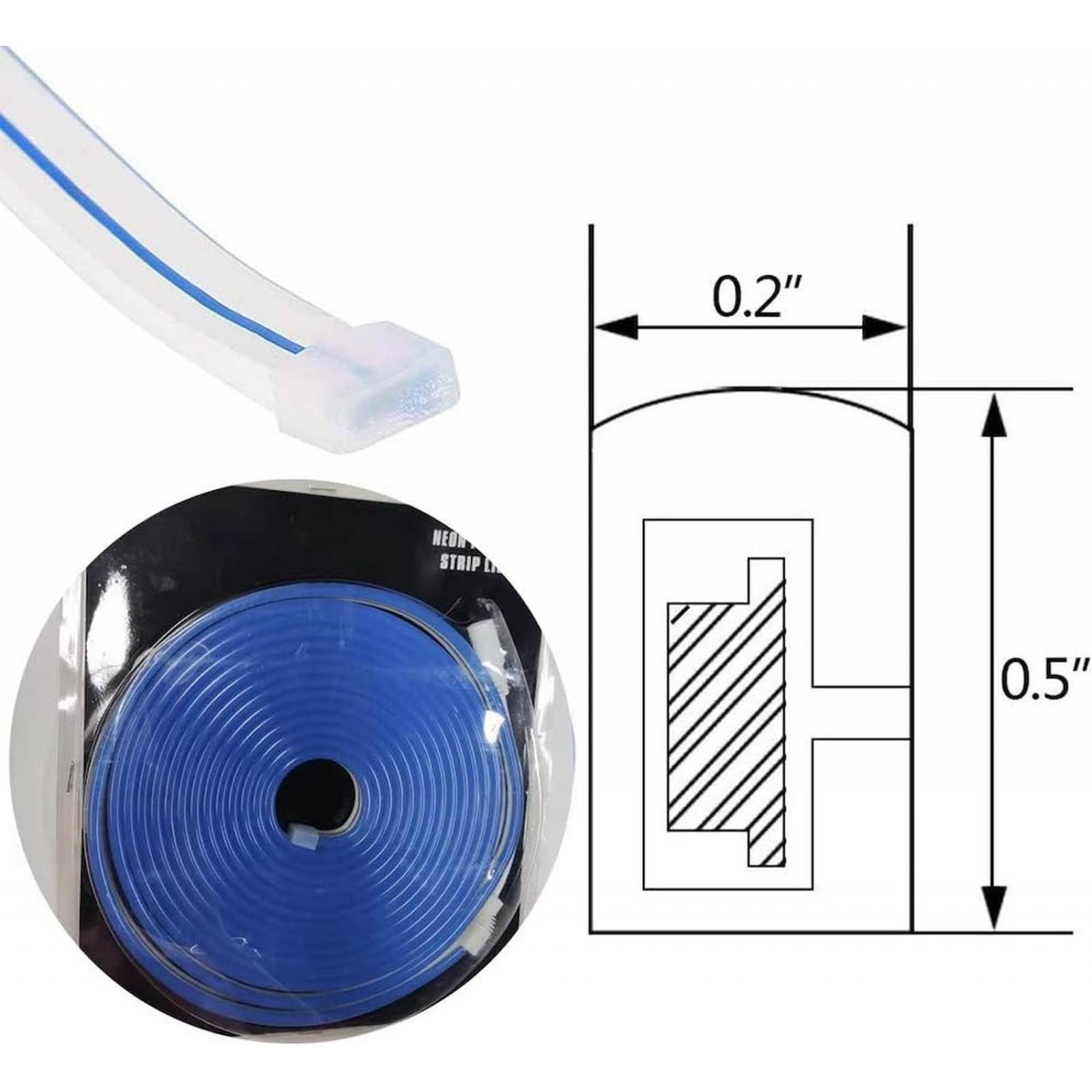 Rollo Led Neon Flex Azul 5Mt 120Led 12v 