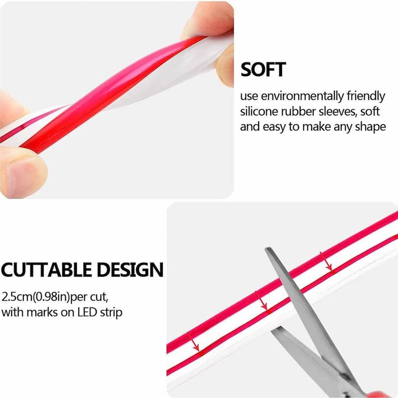 Rollo Led Neon Flex Rojo 5Mt 120Led 12v 