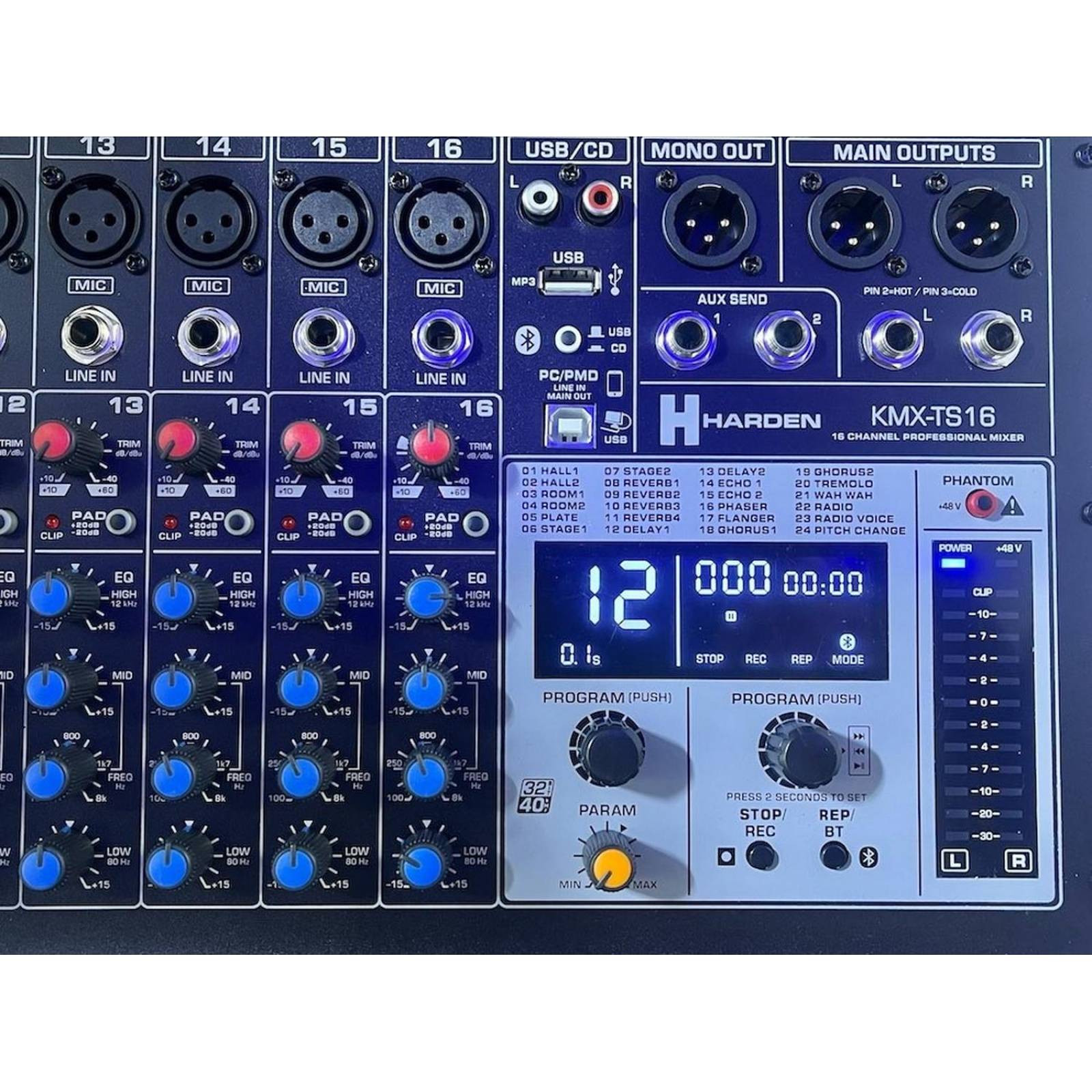 Mezcladora Amplificada 16 Canales Usb Bluetooth Efectos Kmx-Ts16