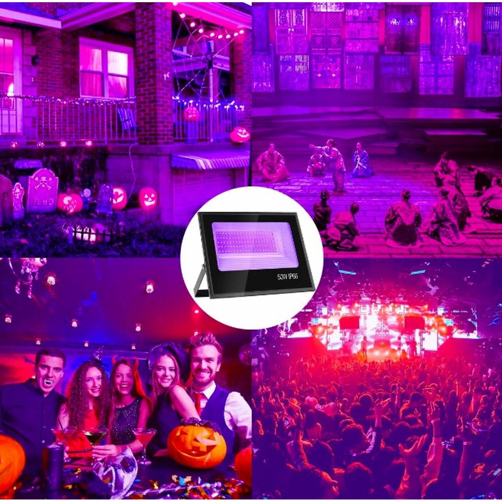 Reflector Led UV Luz Negra Purpura Negra 50w 