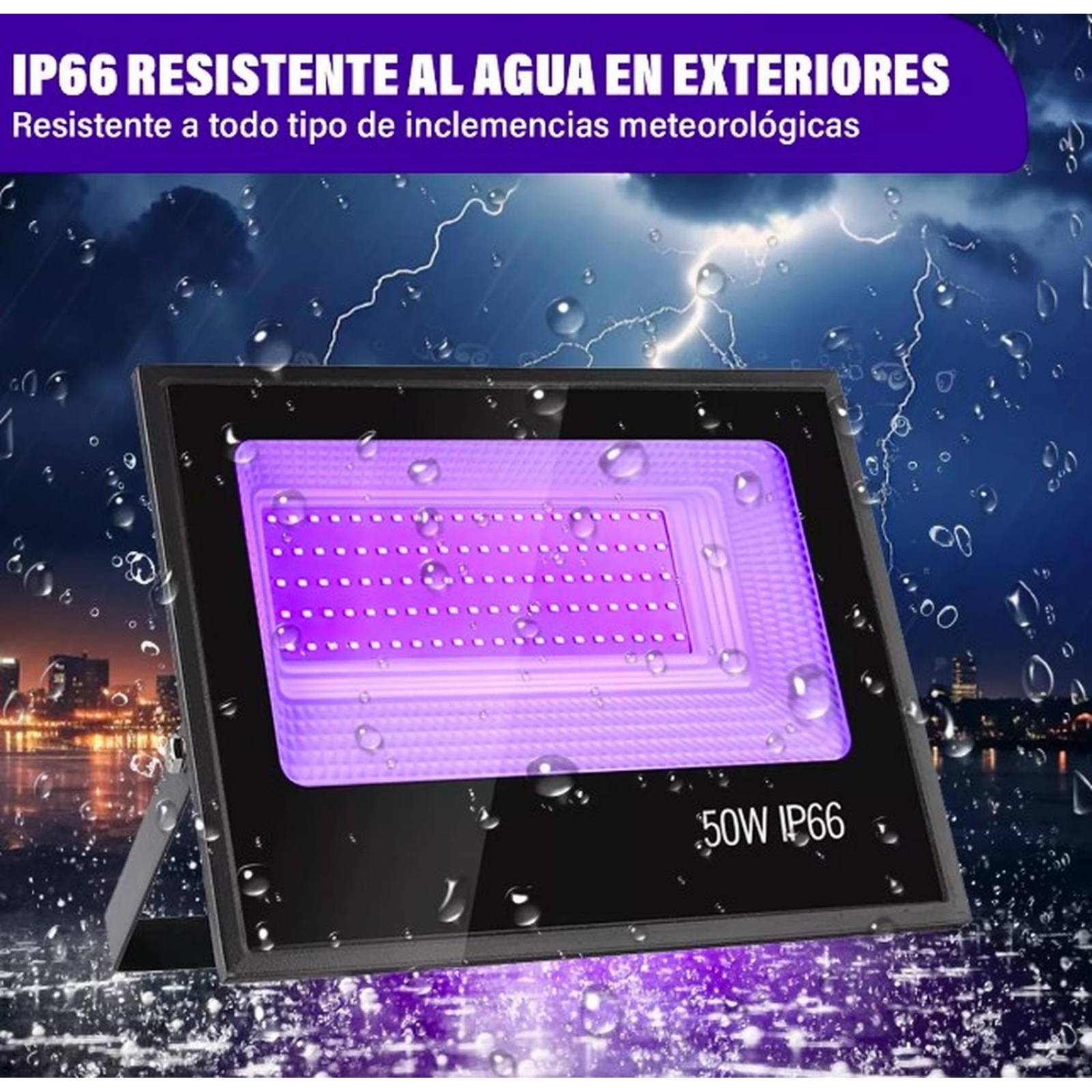 Reflector Led UV Luz Negra Purpura Negra 50w 