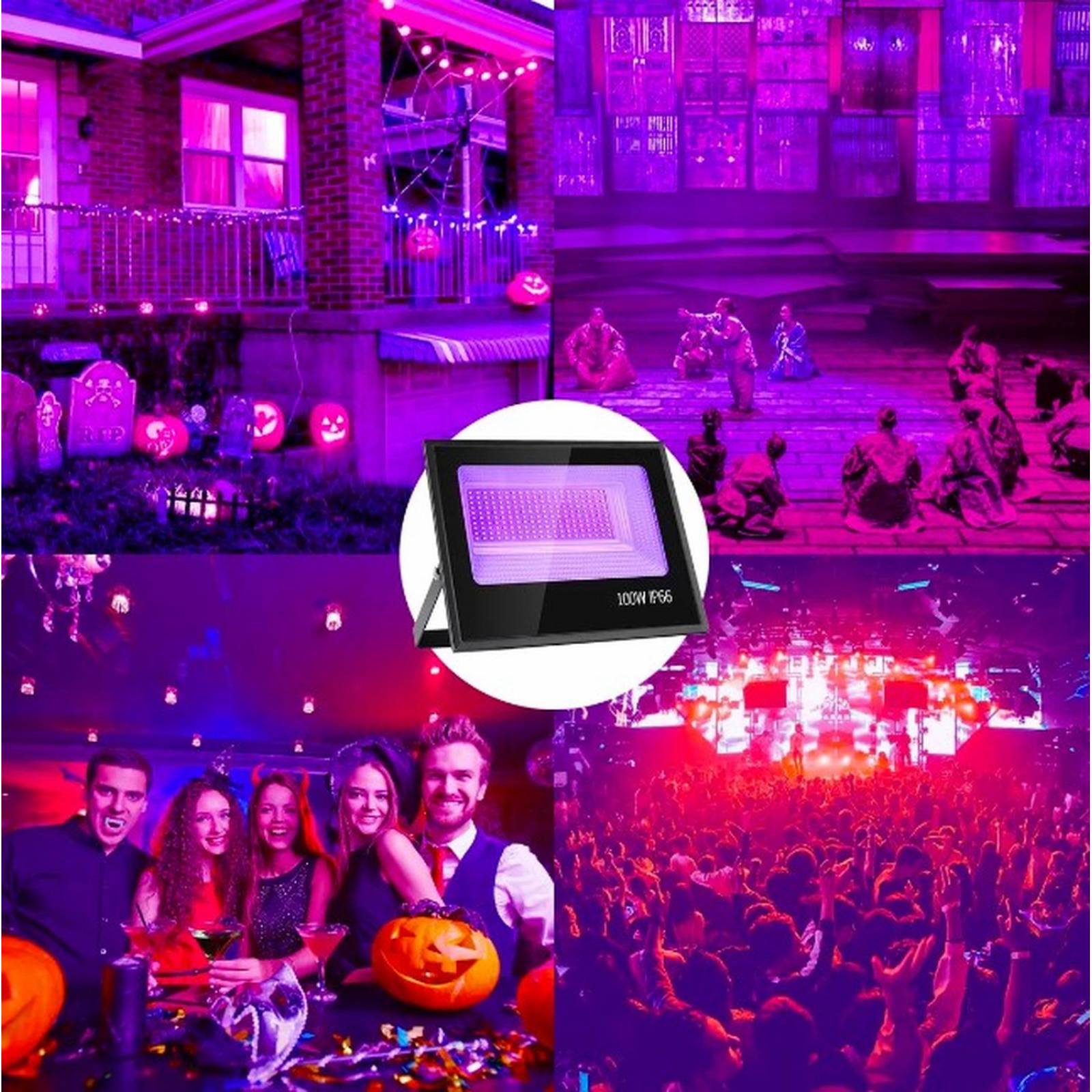 Reflector Led UV Luz Negra Purpura Negra 100w 