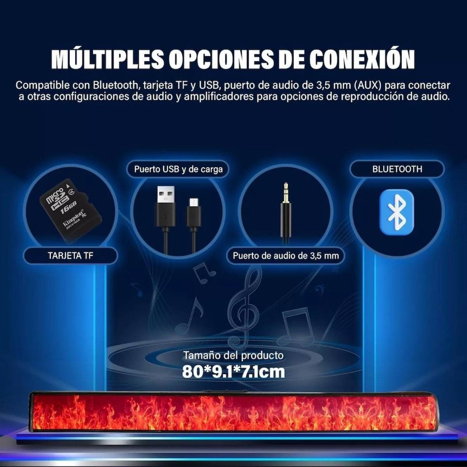 Barra De Sonido Con Luces Led Bluetooth Bs-04 