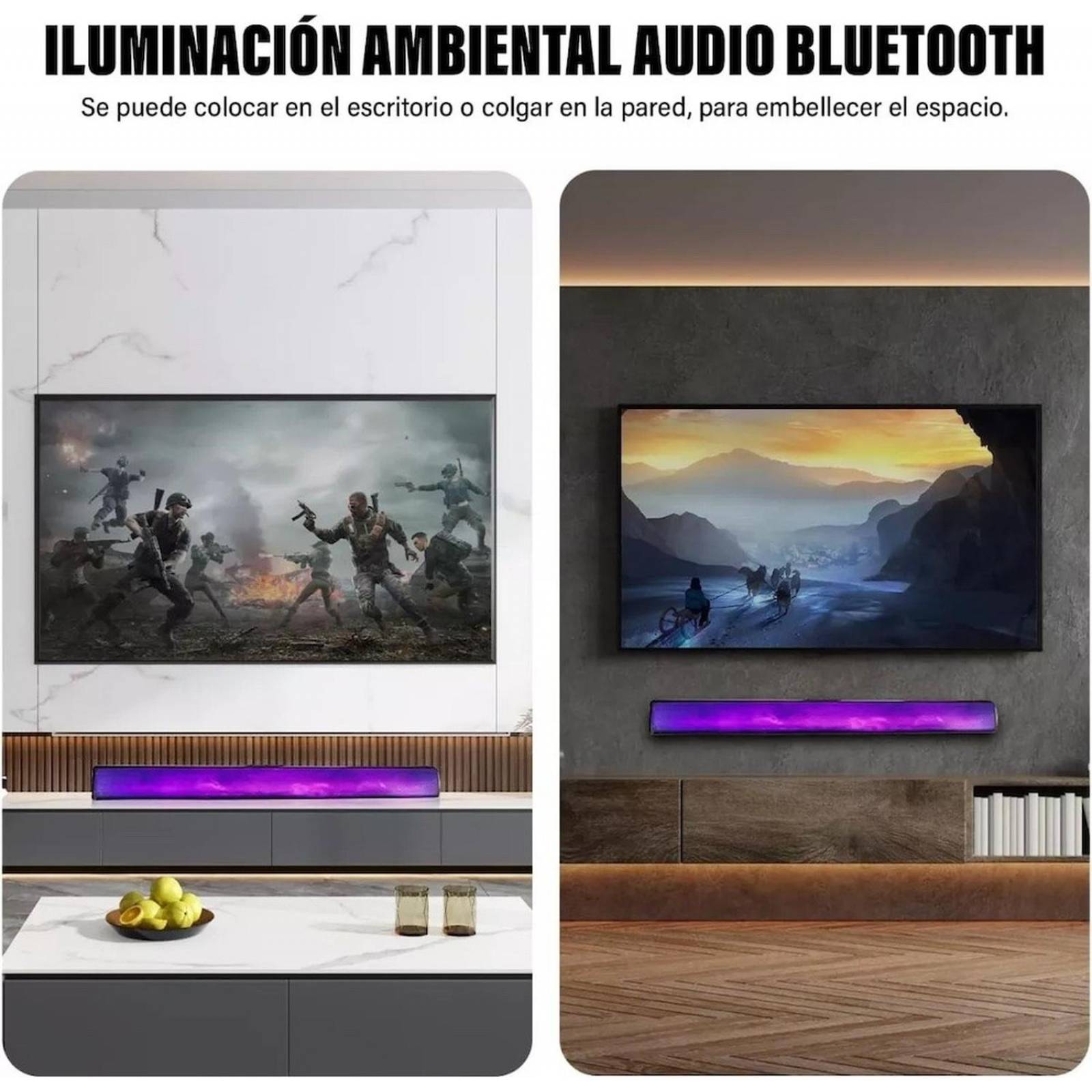 Barra De Sonido Con Luces Led Bluetooth Bs-04 