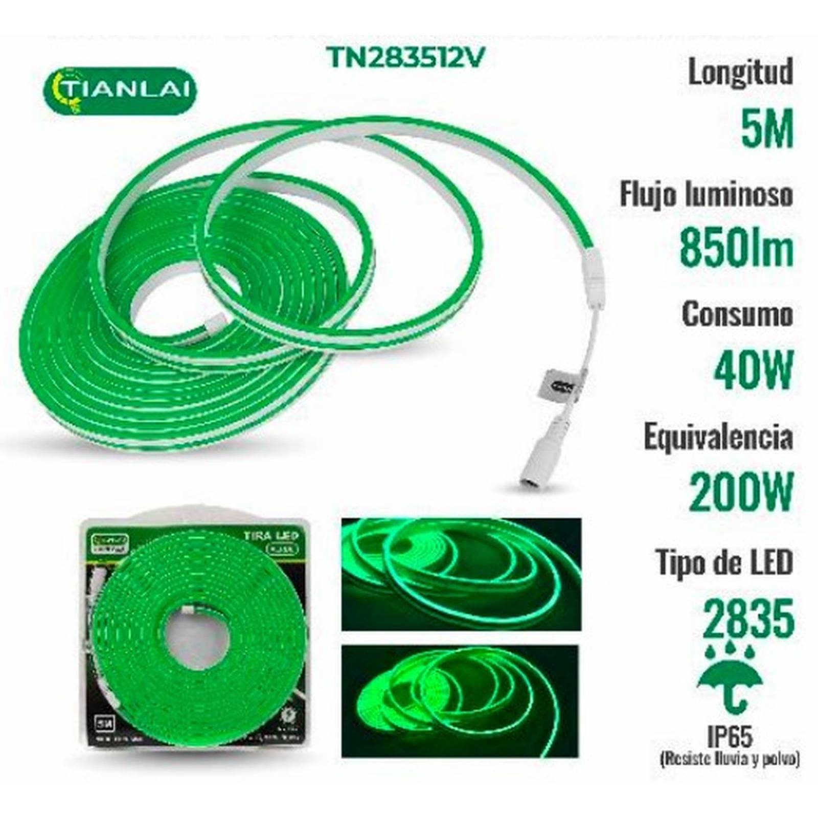Tira Neon Verde Tipo Manguera Para Exteriores TN283512V 