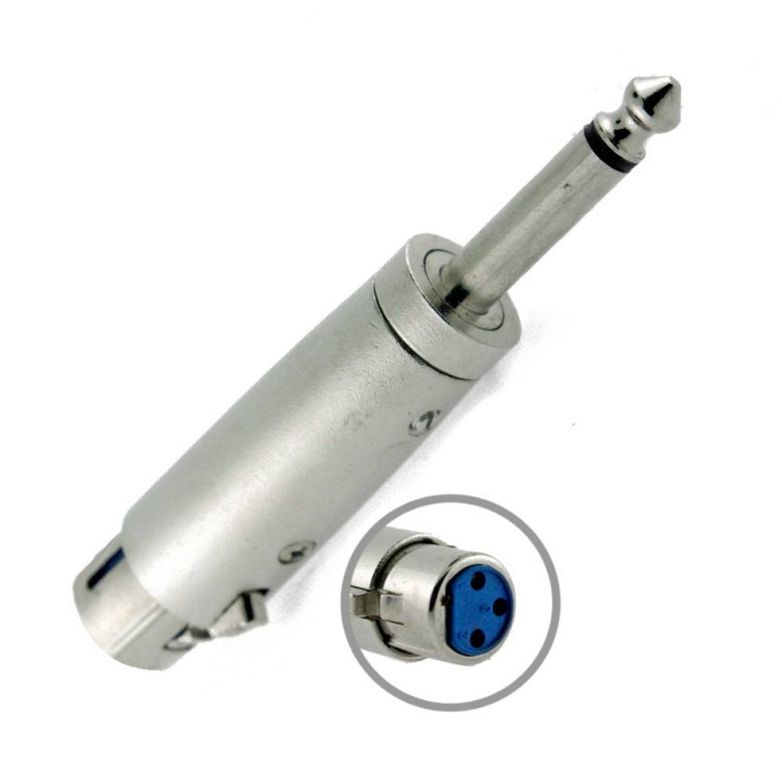 Adaptador metálico jack Cannon a plug 6,3 milímetros monoaural 