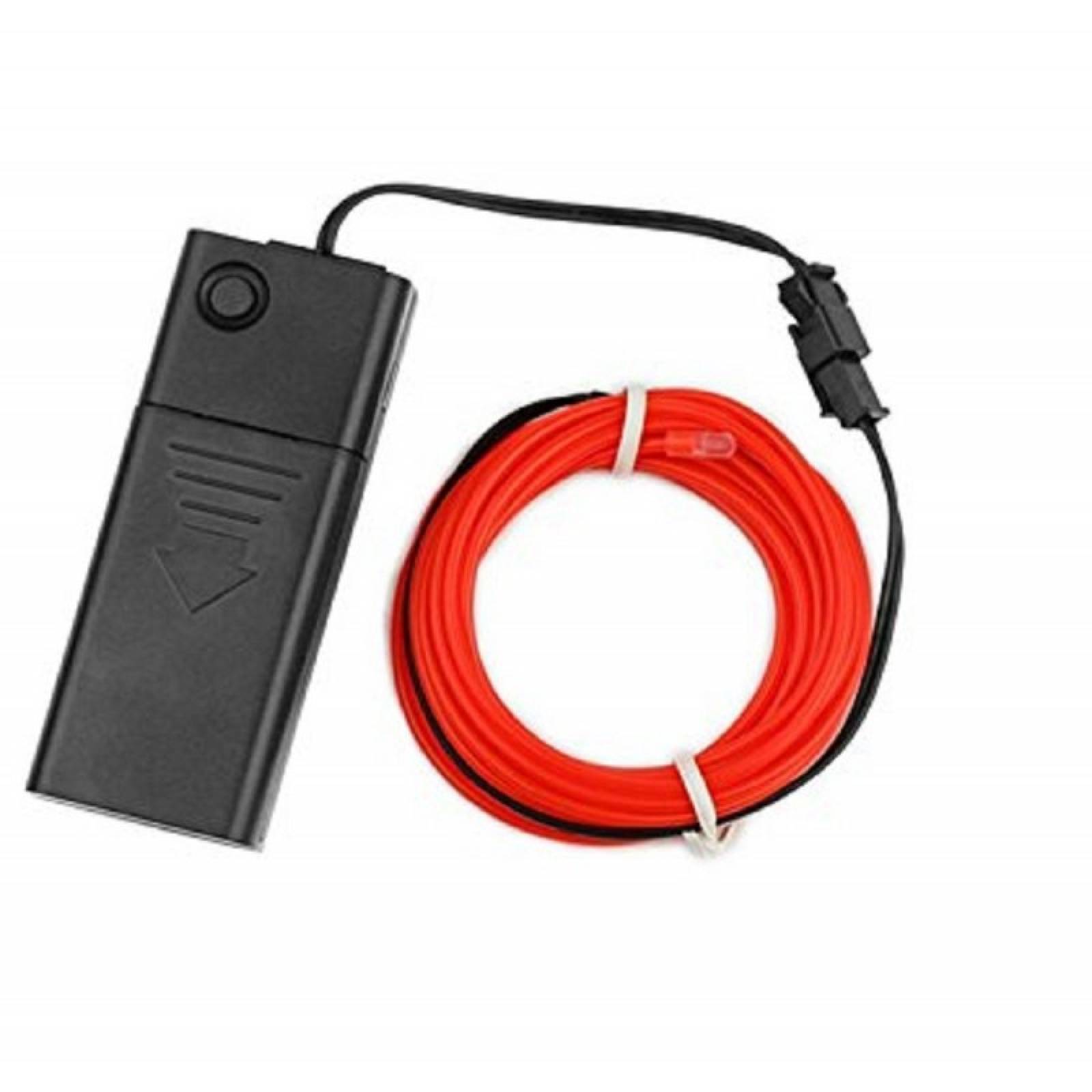 HILO LUZ NEON PORTATIL ROJA FLEXIBLE 3 METROS