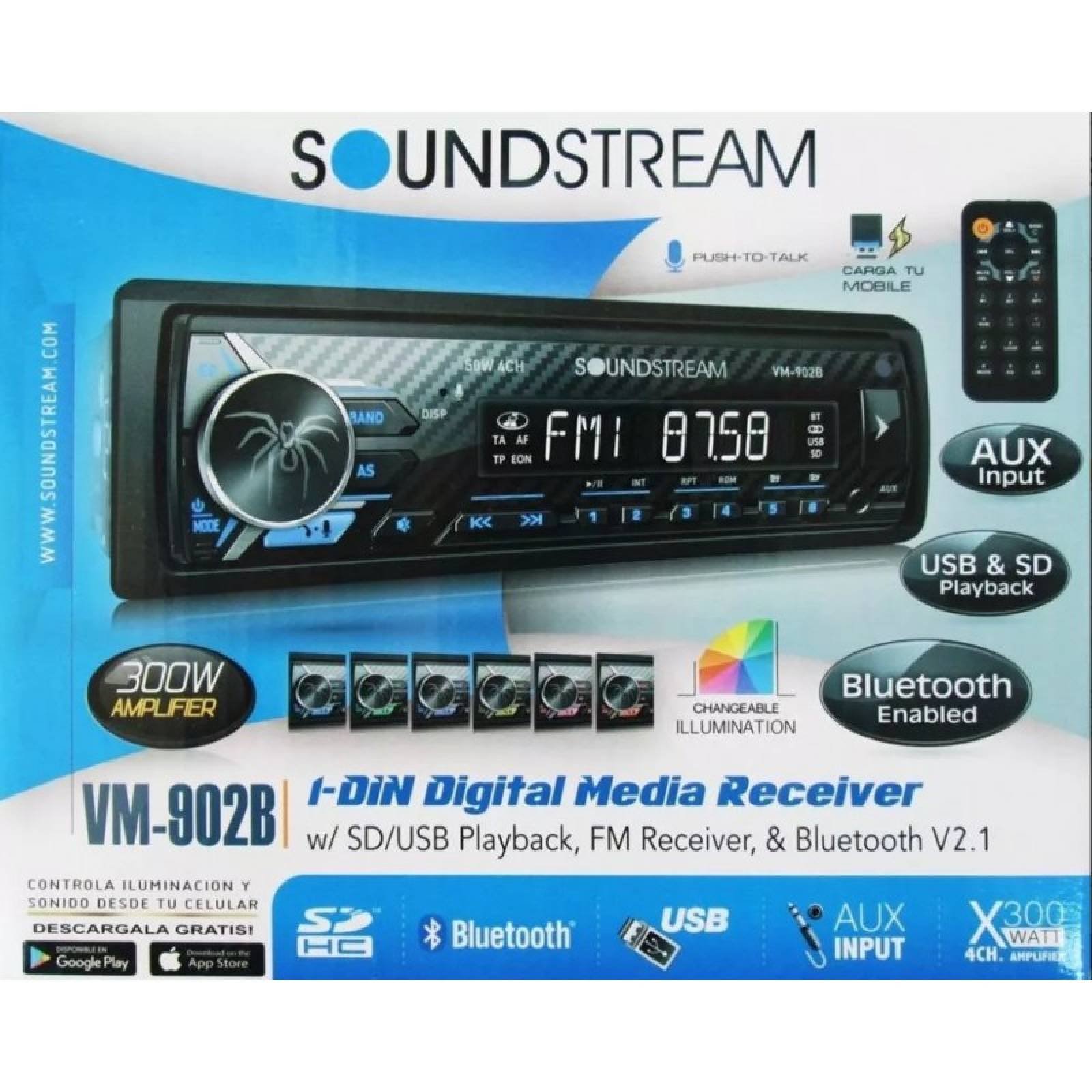 AutoEstereo Soundstream Vm 902b Bluetooth Android Multicolor