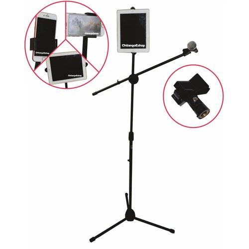 Pedestal Tripie Microfono Con Boom Porta Tablet Y Cel 