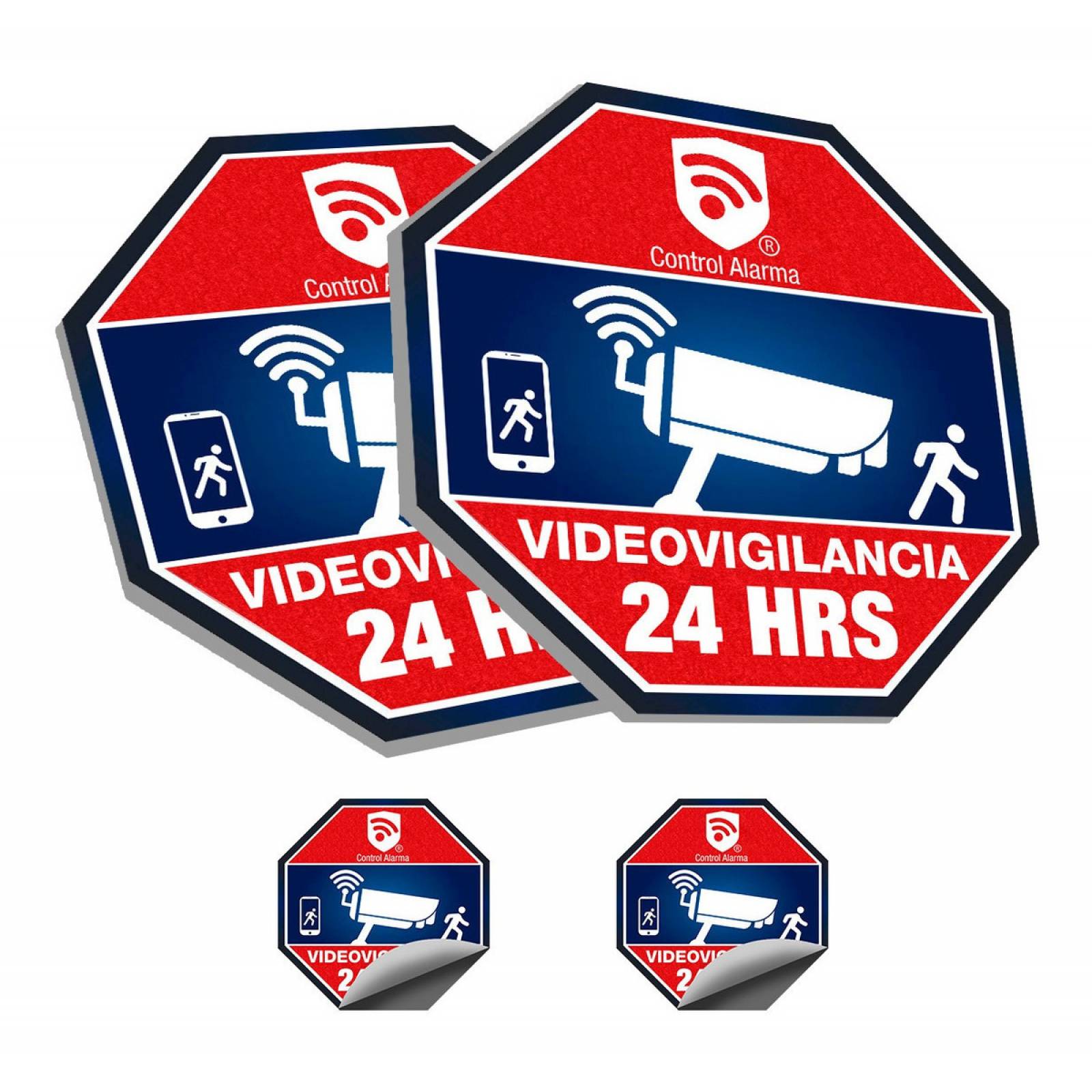 Kit 2 Letreros Placa Sticker Videovigilancia Seguridad Casa