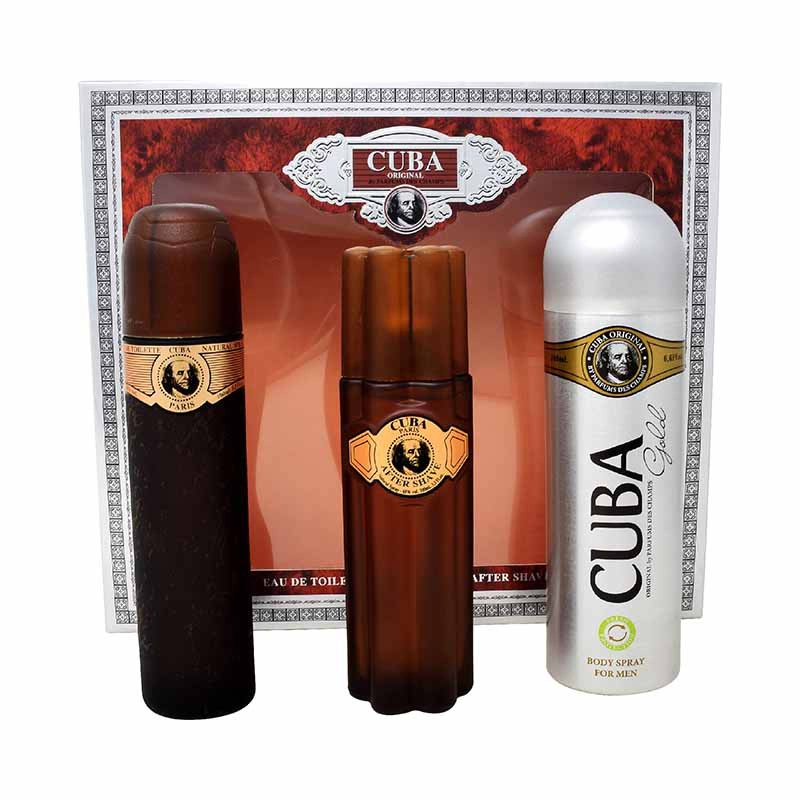 Set Cuba Gold 3Pzs 100ml Edt Spray + Desodorante 200ml Spray + After Shave 100ml de Cuba