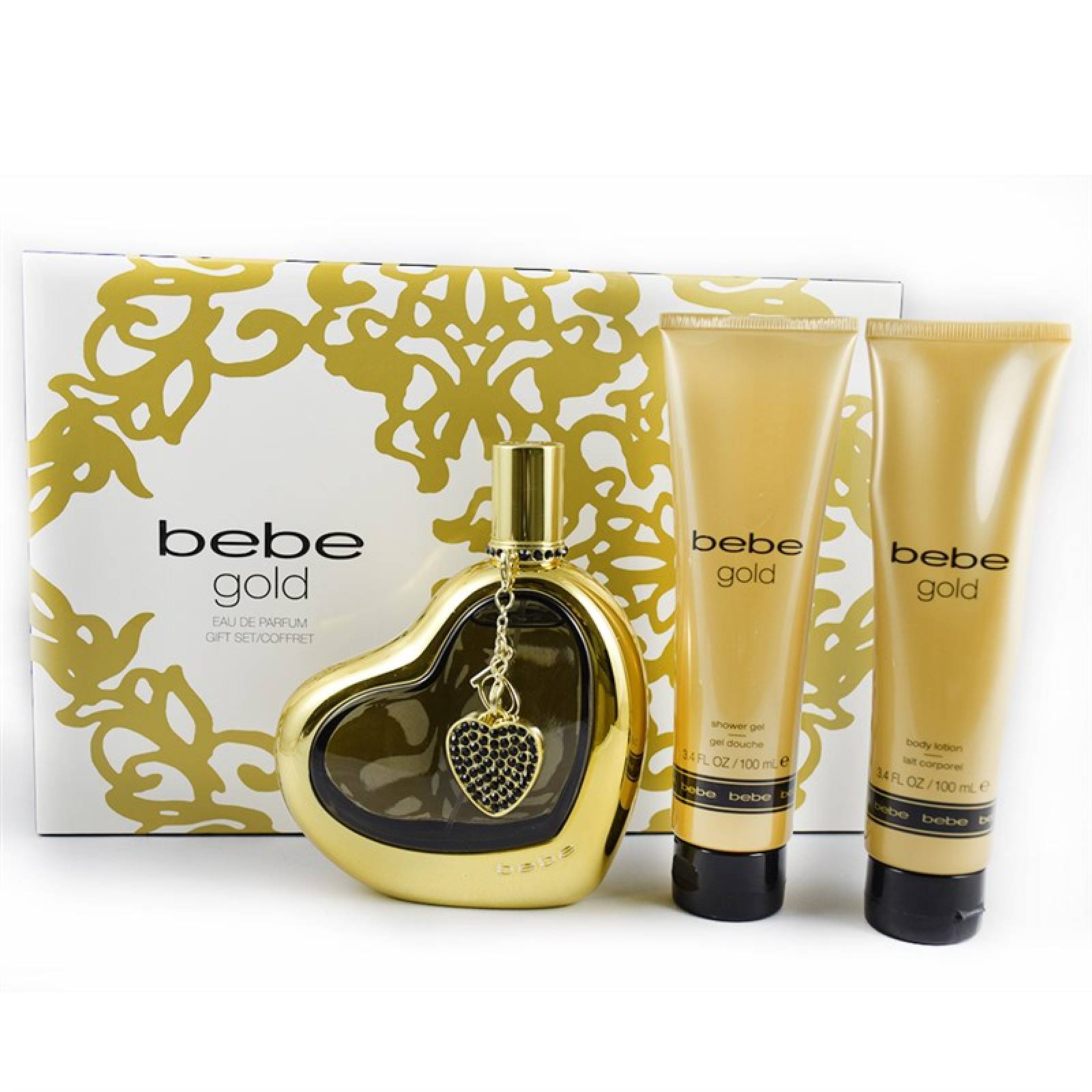 Set Bebe Gold 3 Pzs 100 Ml Edp Spray + Body Lotion 100 ml + Shower Gel 100 ml de Bebe Fragancia para Dama