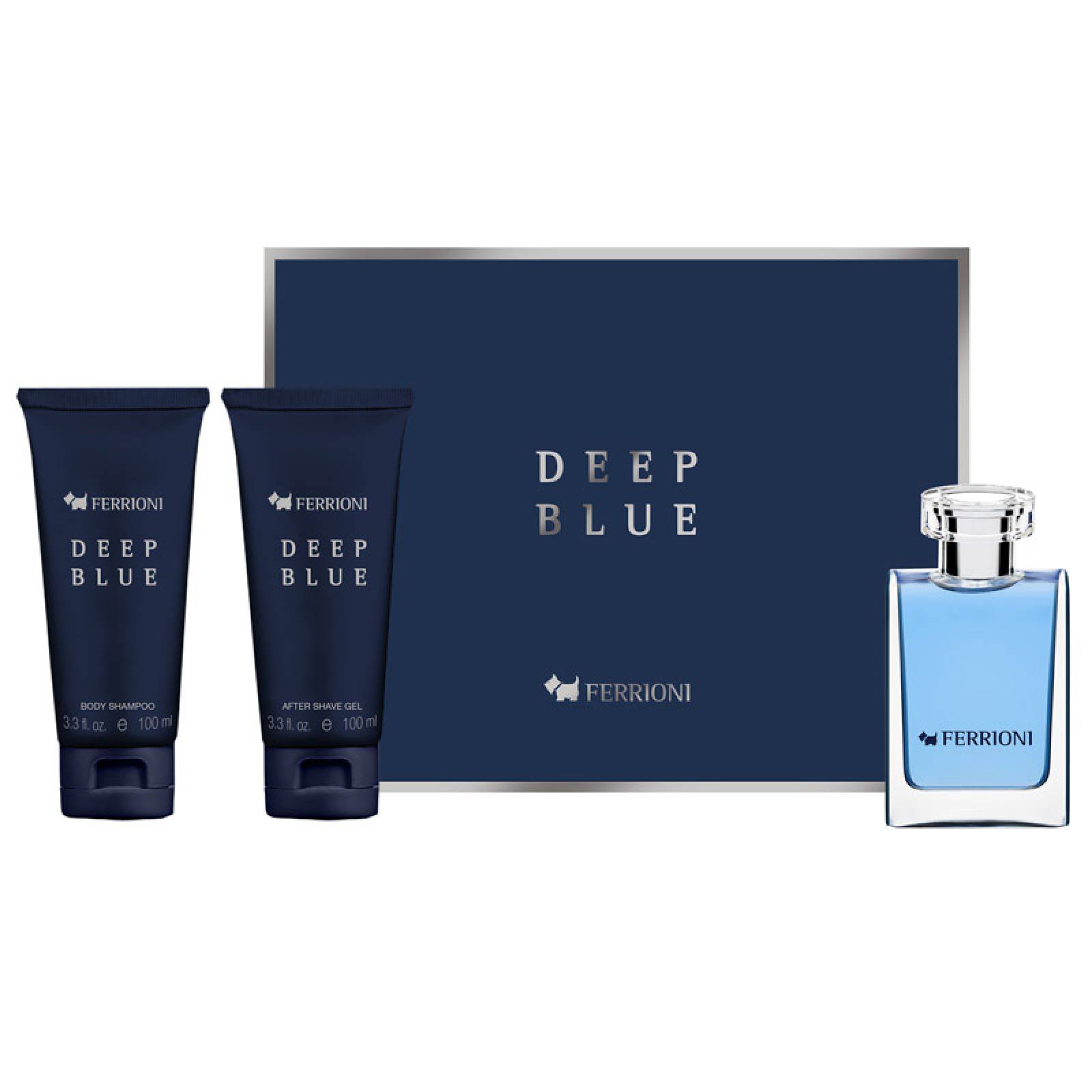 Set Ferrioni Deep Blue 3Pzs 100 ml Edt Spray + Body Shampoo 100 ml + After Shave 100 ml de Ferrioni