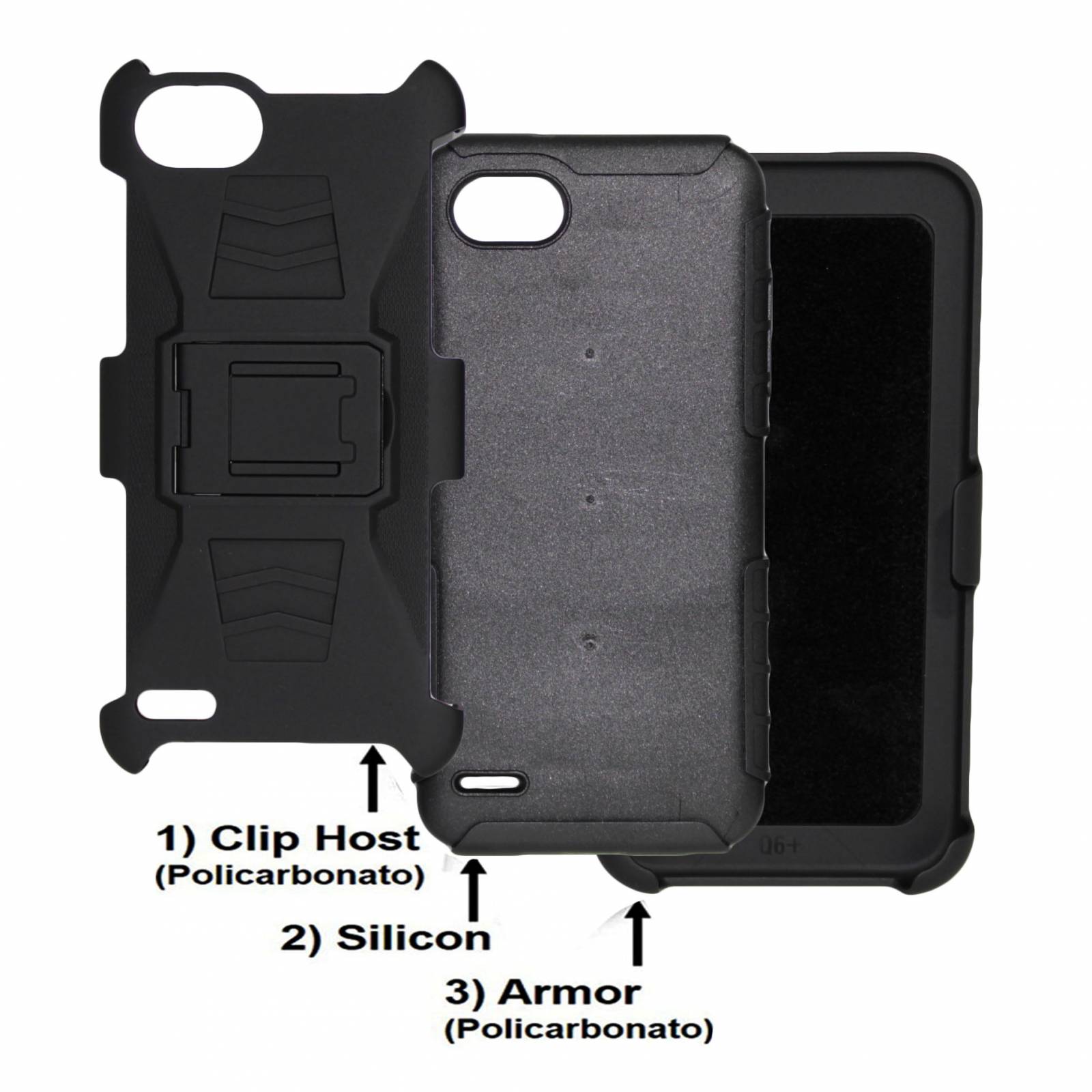 Funda 3 en 1 LG Q6 X220G Clip Case Uso Rudo Iron Bear