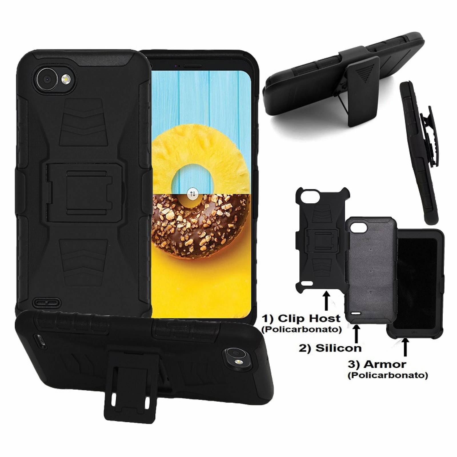 Funda 3 en 1 LG Q6 Prime M700H Clip Case Uso Rudo Iron Bear