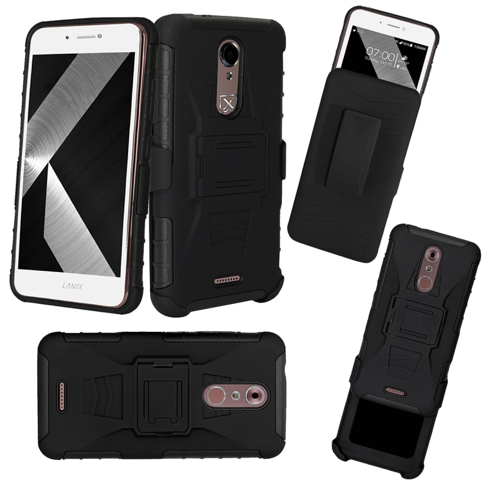 Funda 3 en 1 Lanix Ilium L920, Clip Case Uso Rudo Iron Bear