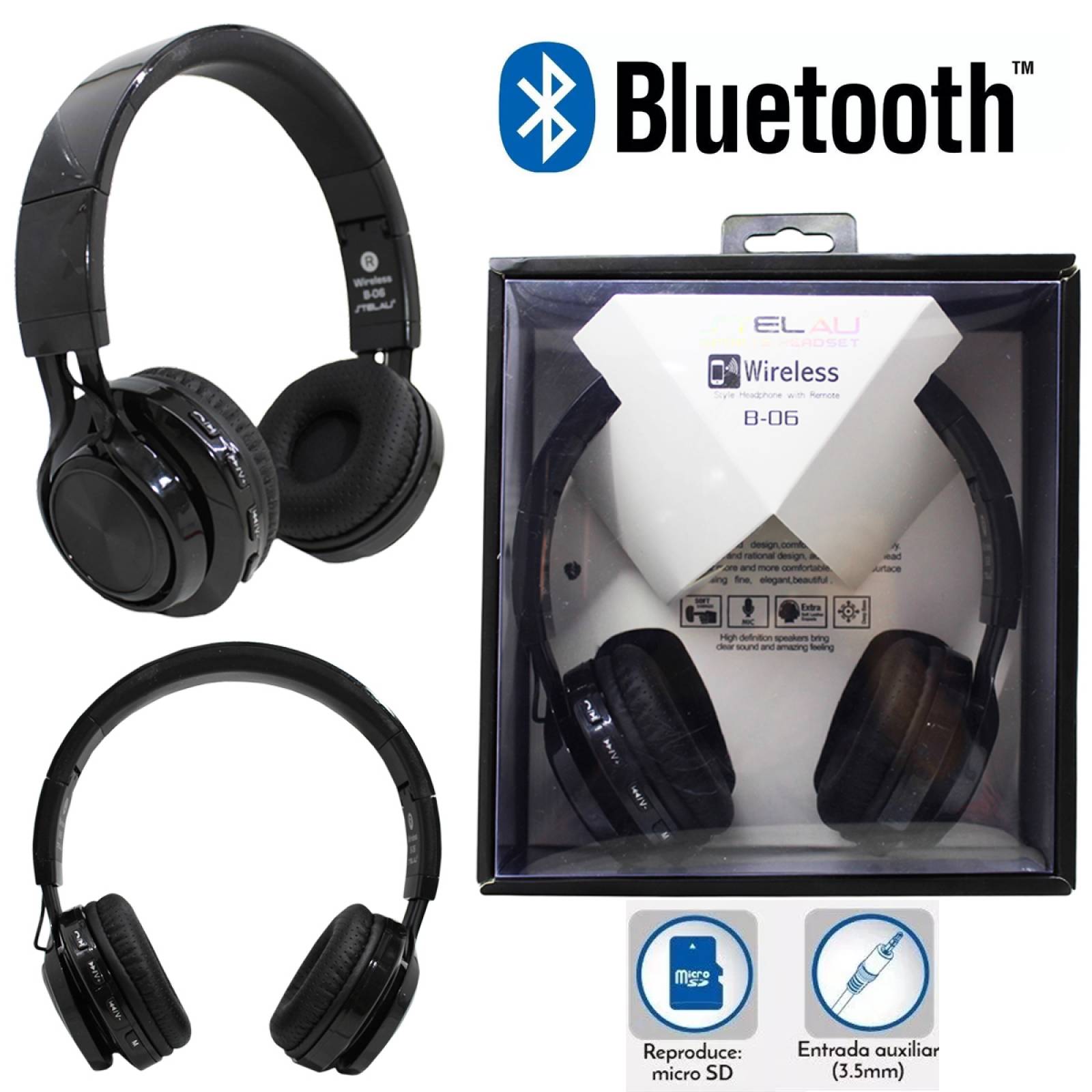 Audifonos Diadema Manos Libres Stelau Bluetooth Mp3 Fm Micro SD