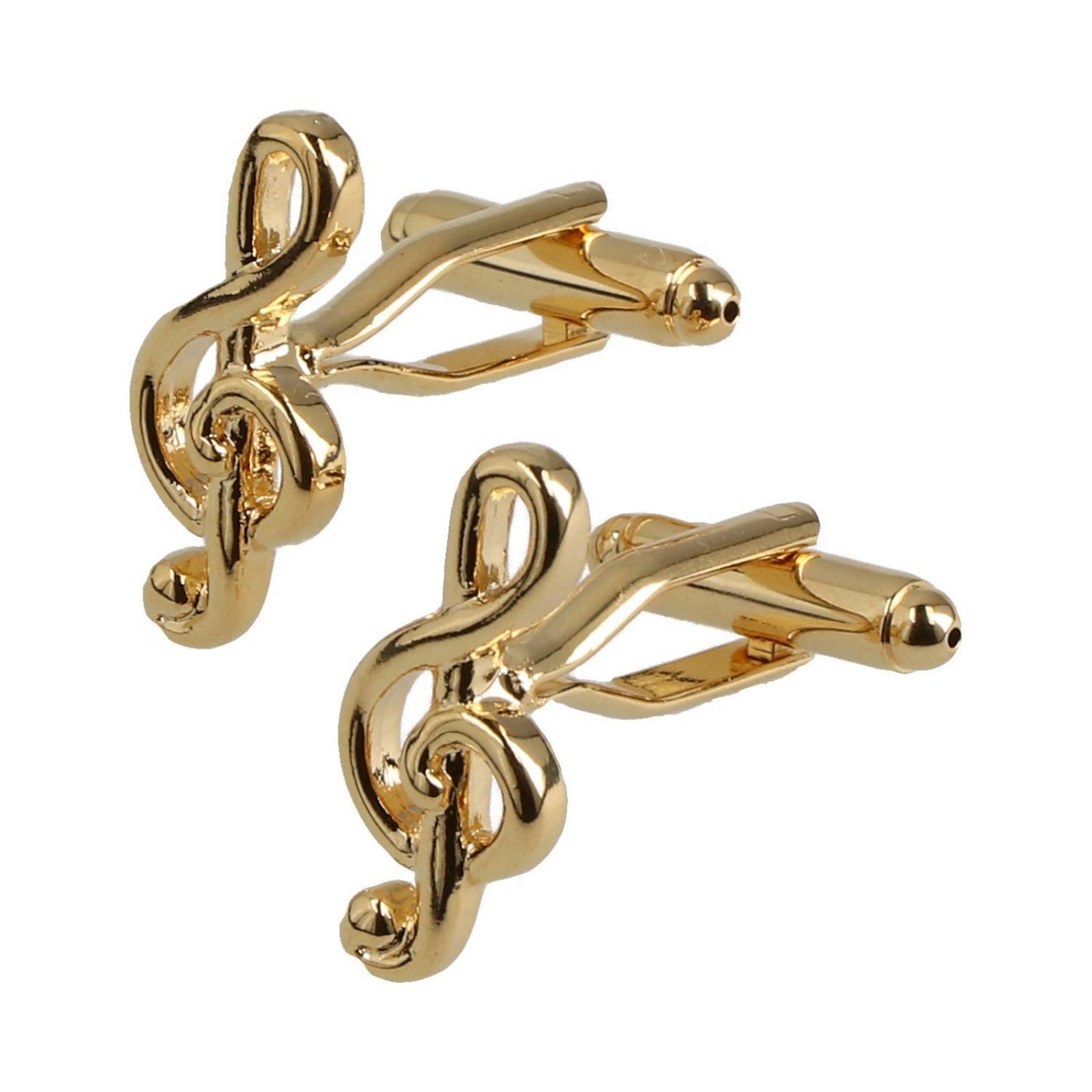 Mancuernilla dorada nota musicales acero