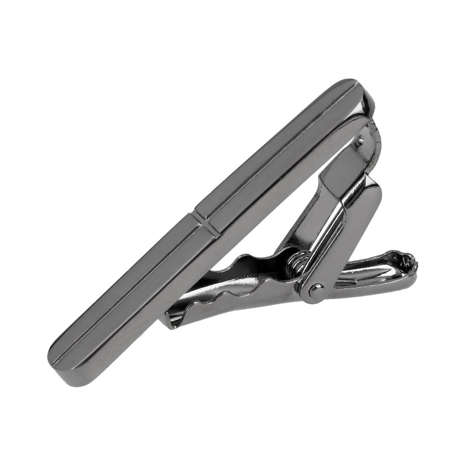 Pisacorbatas plata cromo barra con bordes redondeados y relieve invertido en cruz