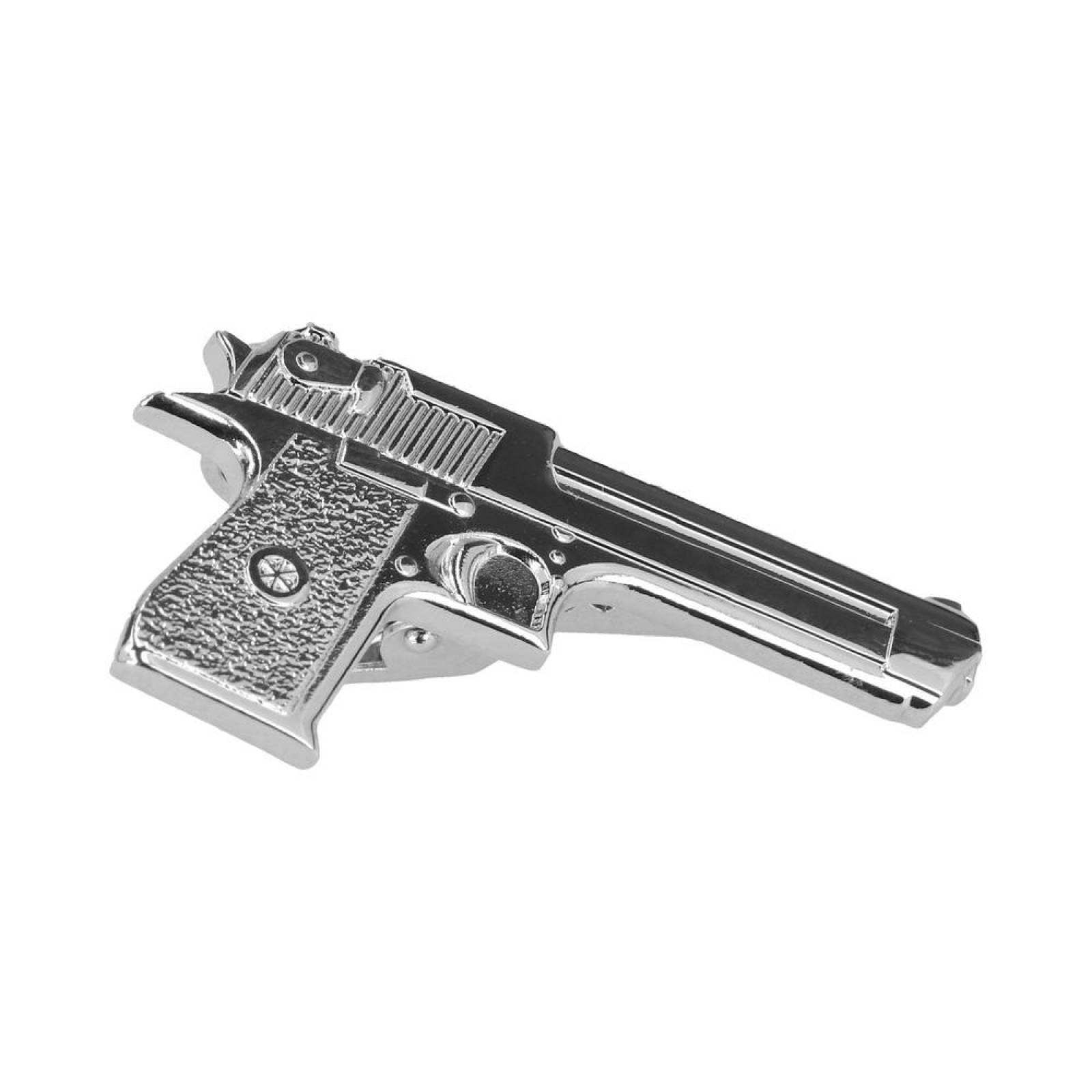 Pisacorbata Royal Flush pistola acero Plateado