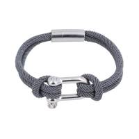 Pulsera Royal Flush Doble Textil Gris Con Grillete Y Broche Magnético