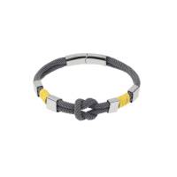 Pulsera Royal Flush Doble Textil Gris Con Nudo Refuerzos De Hilo Y Metálicos Broche Magnético