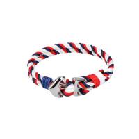 Pulsera Royal Flush Doble Textil Azul Rojo Y Blanco Refuerzos De Hilo Con Broche De Ojal Y Ancla
