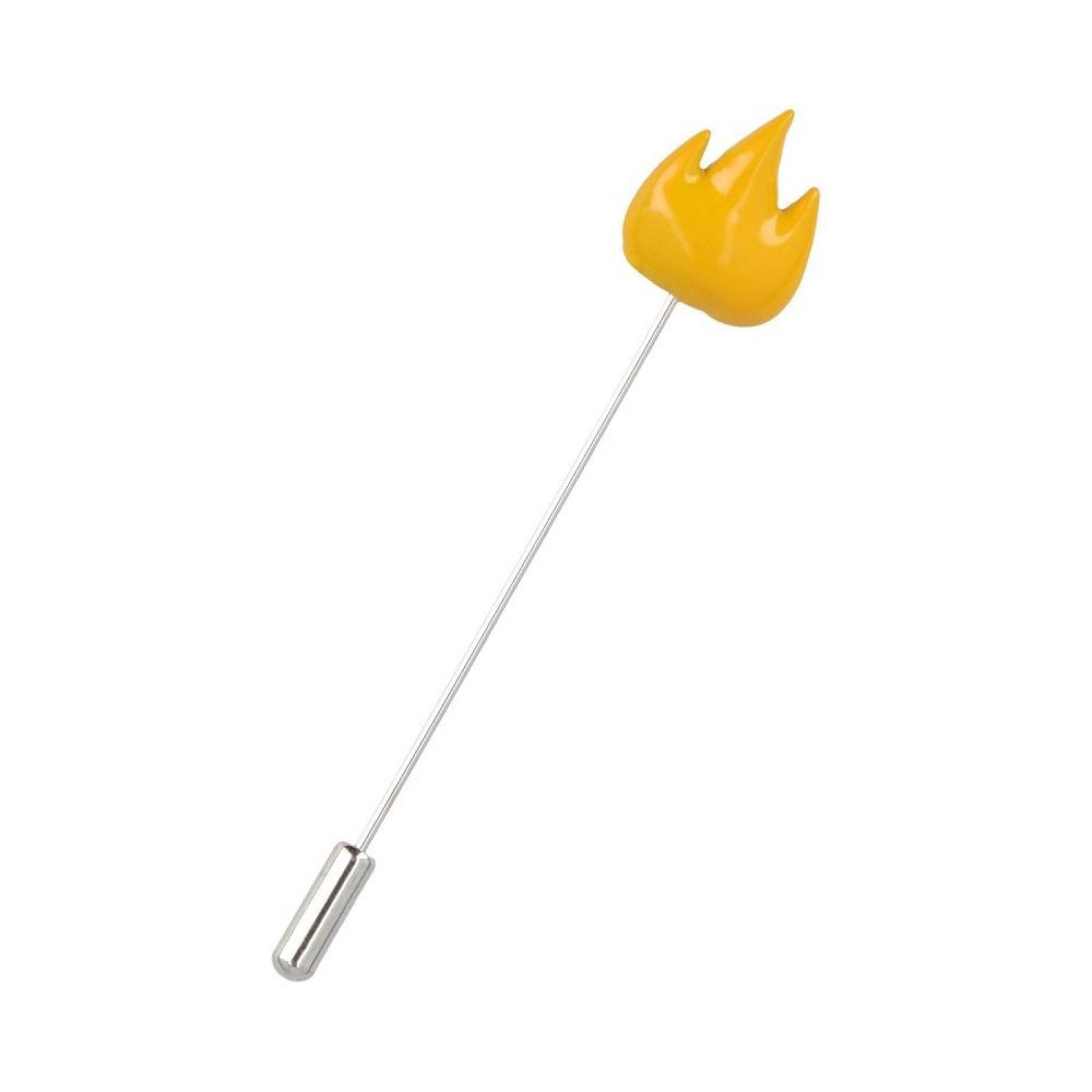 Pin Royal Flush metálico amarillo flama acero 